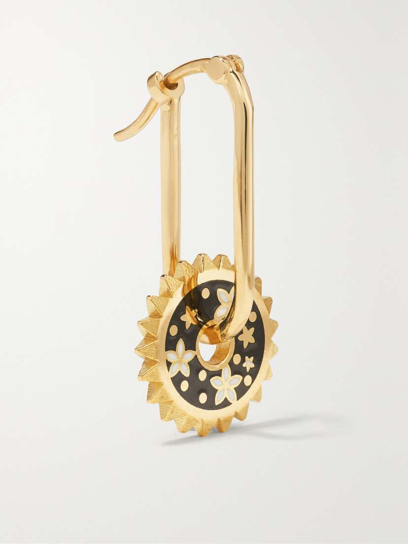 Foundrae Small Blossom 18-karat Gold And Enamel Single Earring