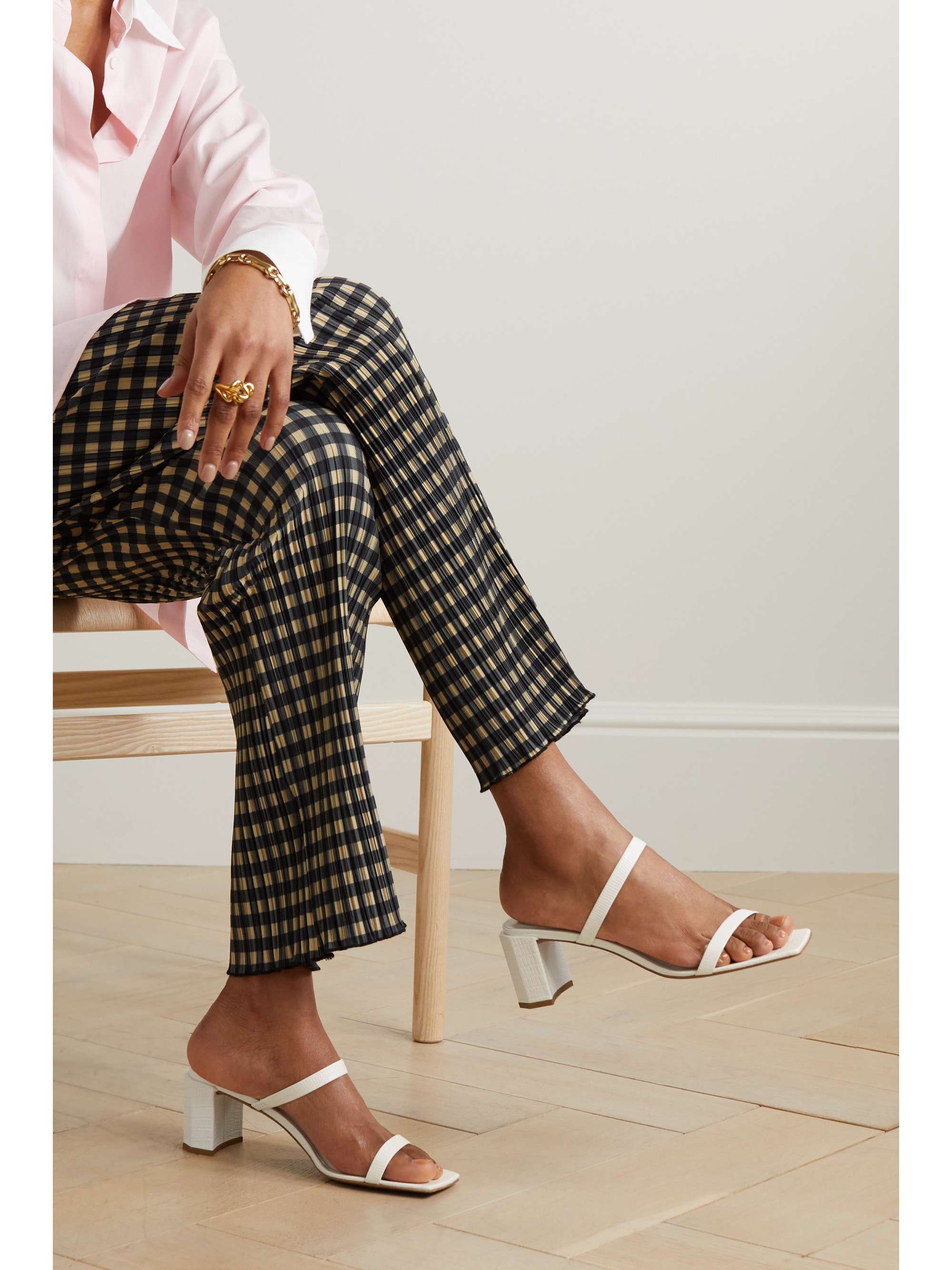 BY FAR Tanya lizard-effect leather mules