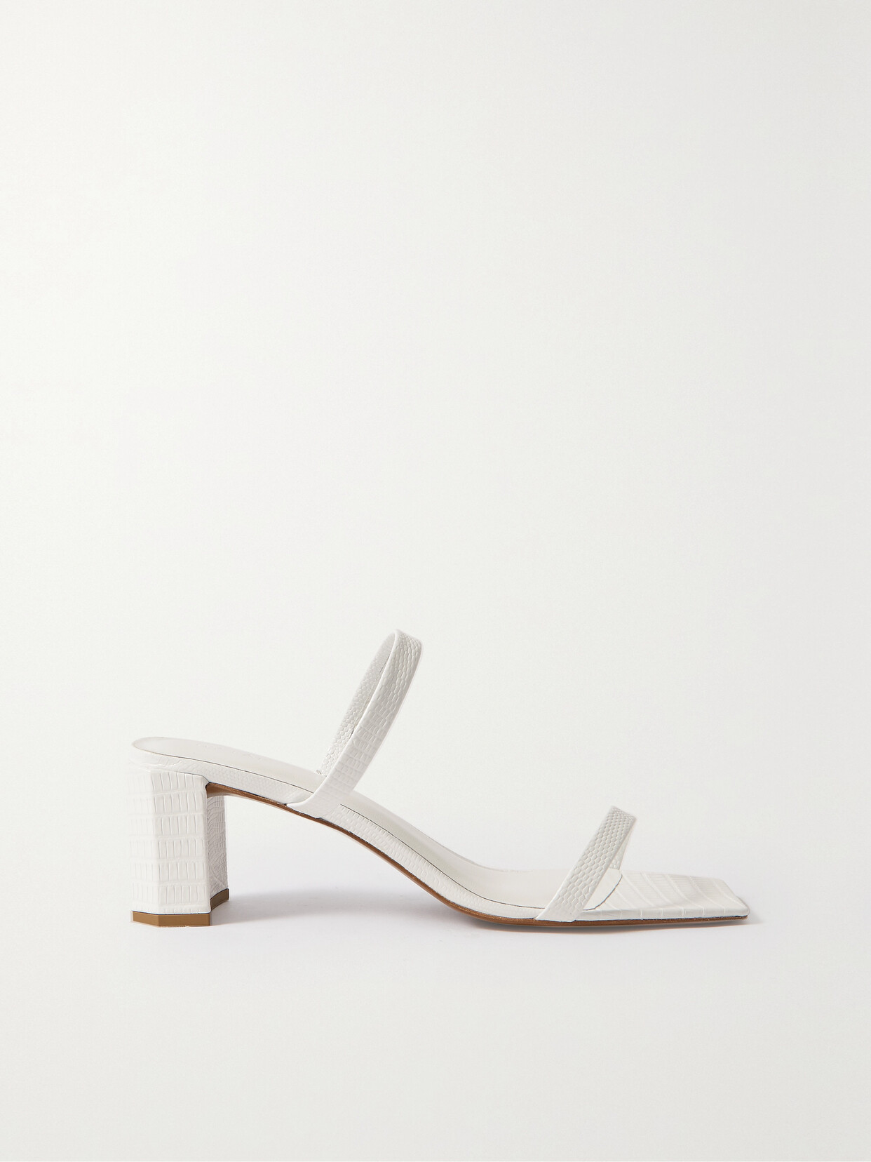 BY FAR - Tanya Lizard-effect Leather Mules - White