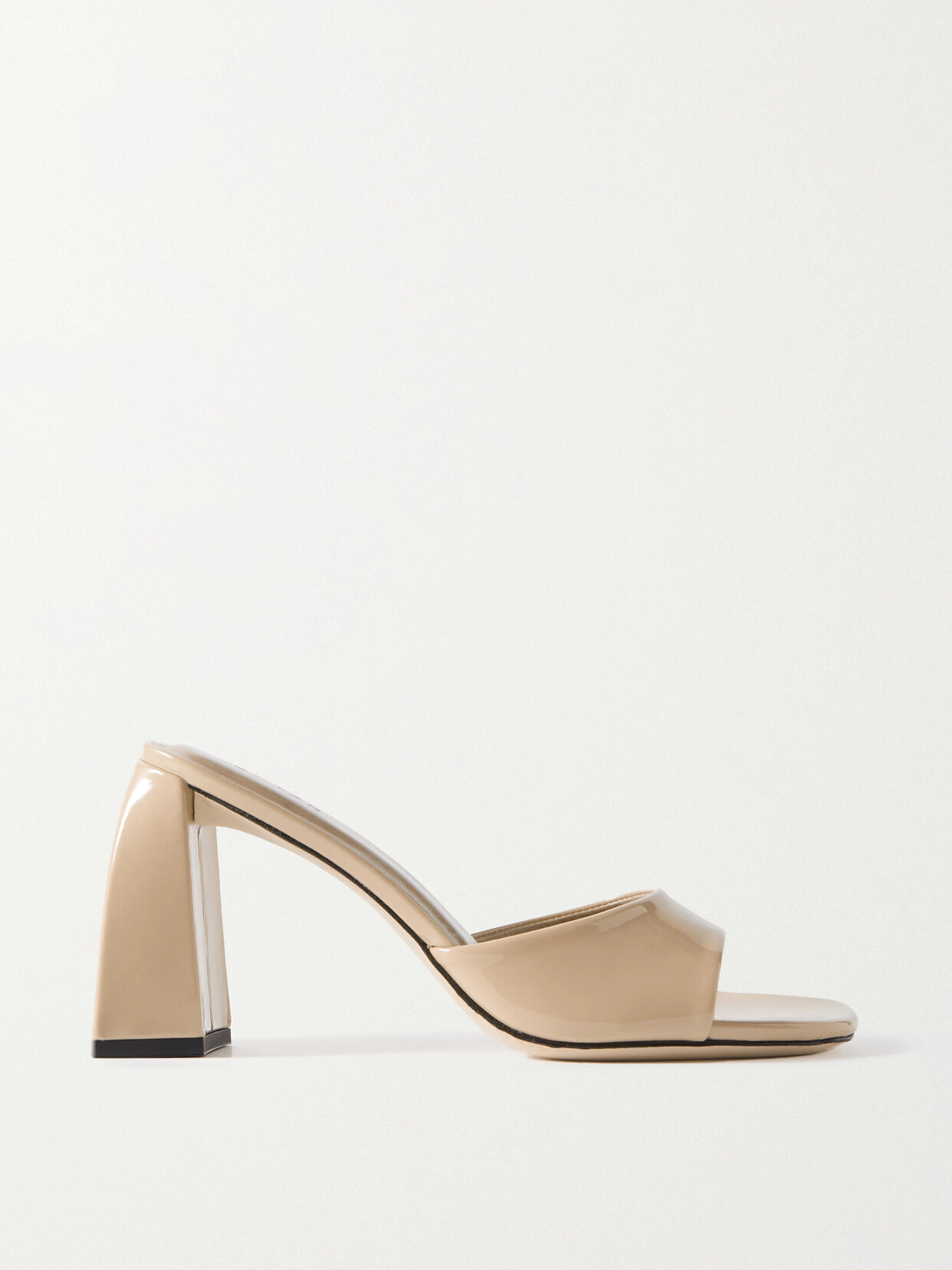 Shop By Far Michele Patent-leather Mules In Cream