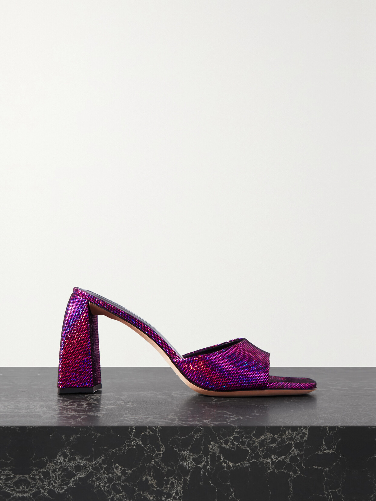 BY FAR - Michele Metallic Leather Mules - Purple