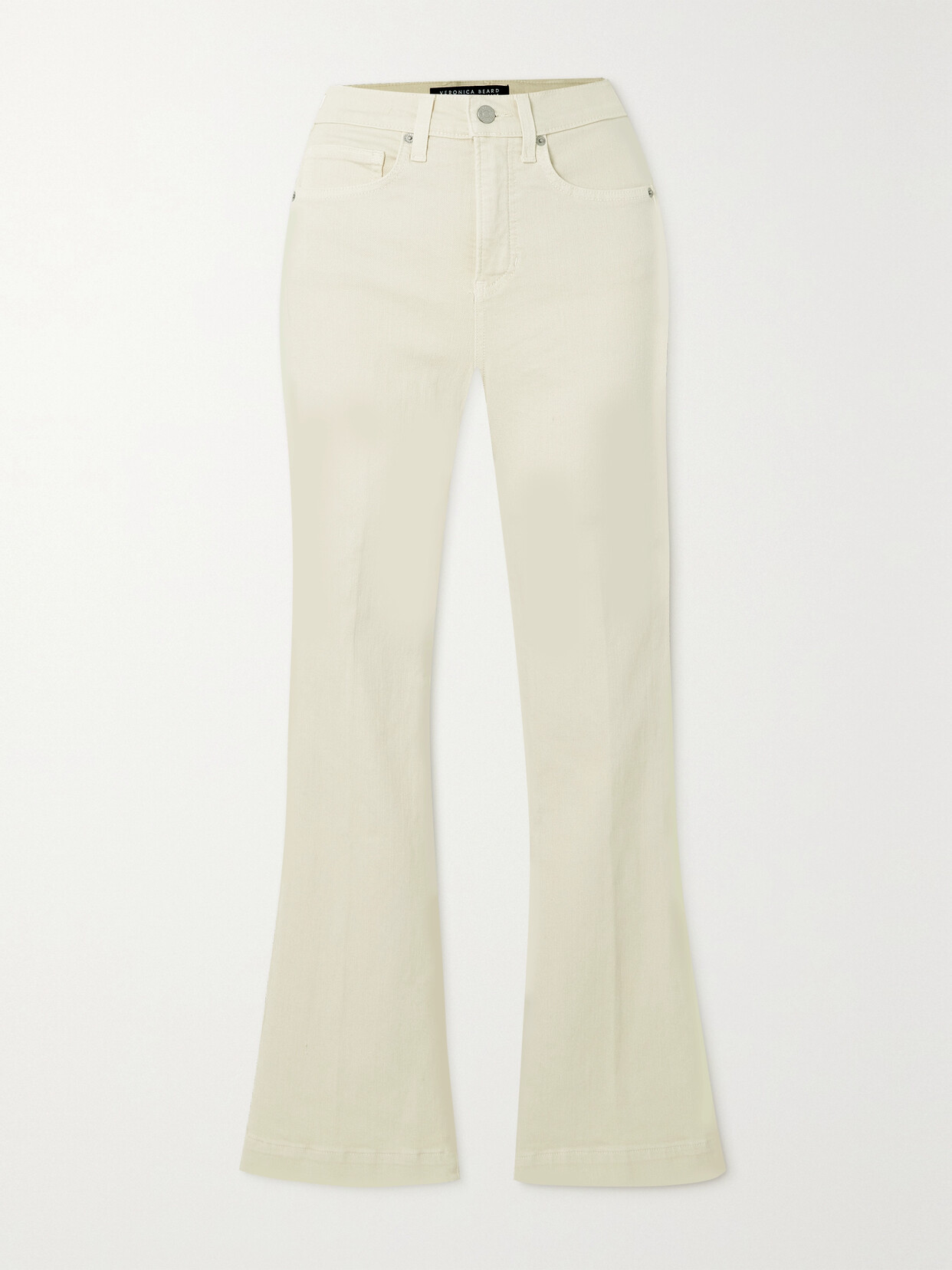 Veronica Beard - Carson Cropped High-rise Flared Jeans - Ecru