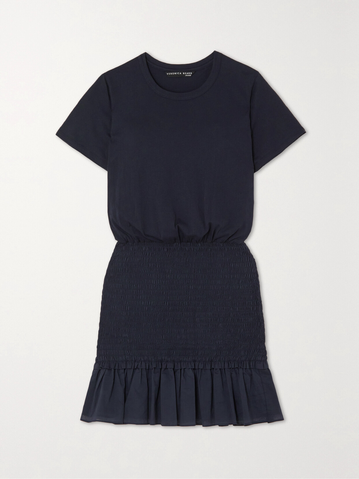 Veronica Beard - Aberdeen Shirred Cotton Mini Dress - Blue