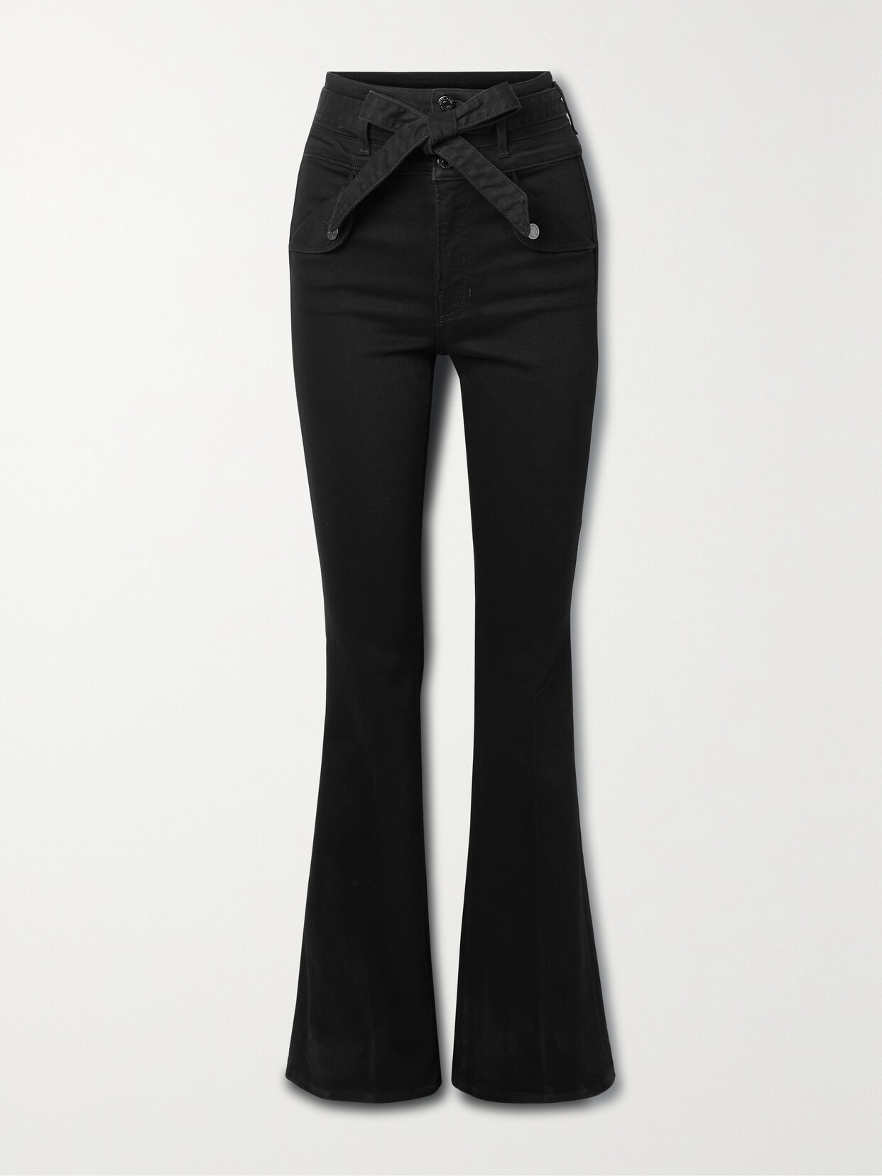 Veronica Beard - Giselle Belted High-rise Flared Jeans - Black