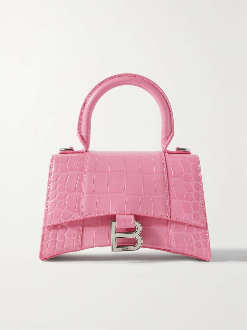 Balenciaga Hourglass Xs Croc-effect Leather Tote