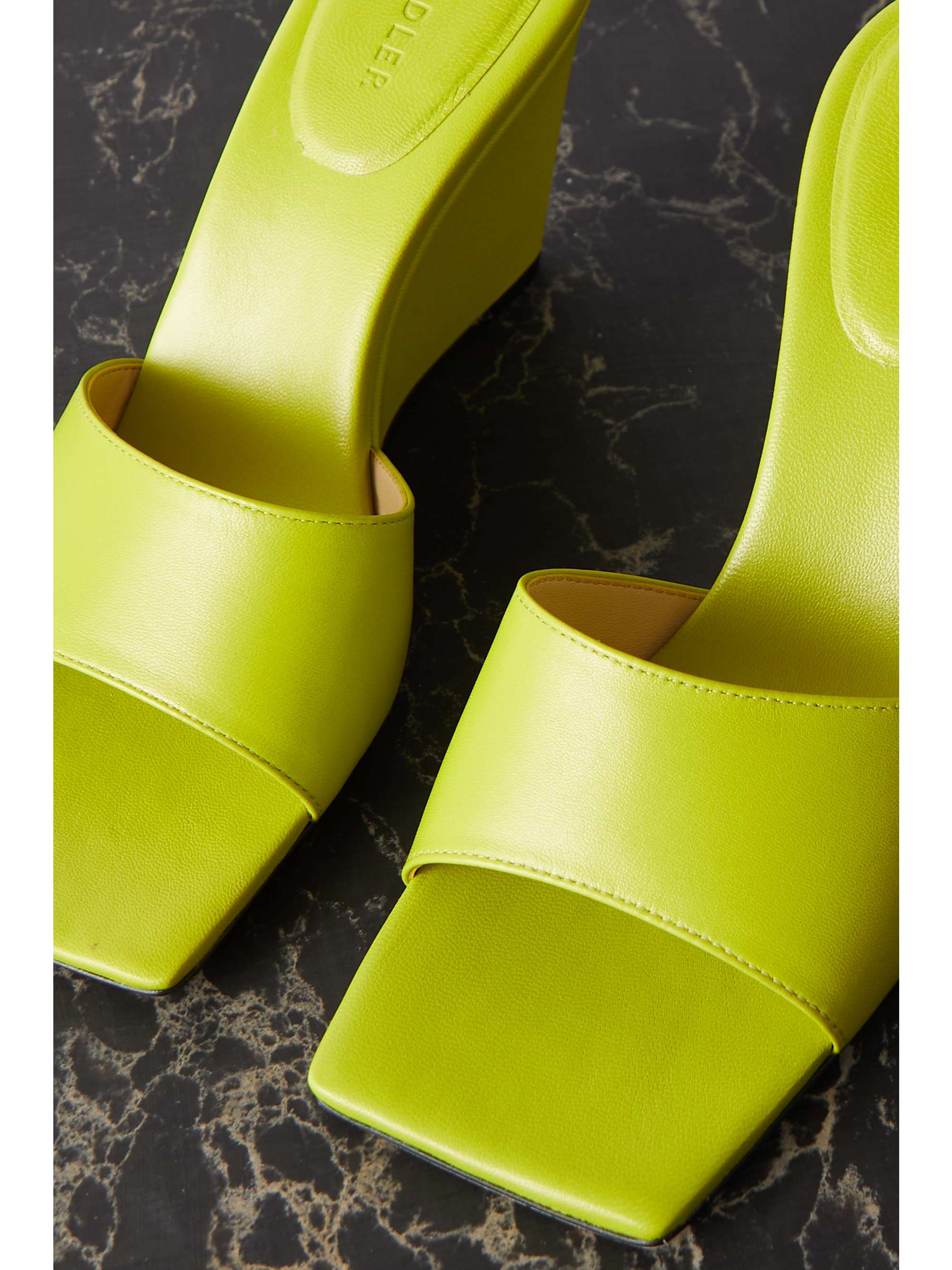 WANDLER Gaia leather wedge mules