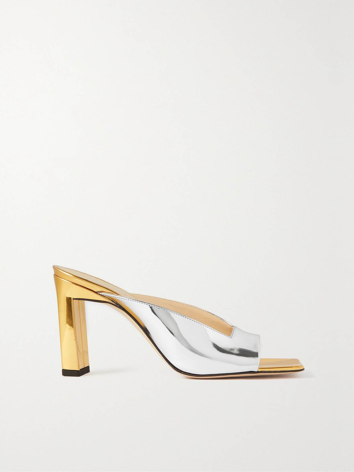 Wandler - Isa Two-tone Metallic Leather Mules - Silver