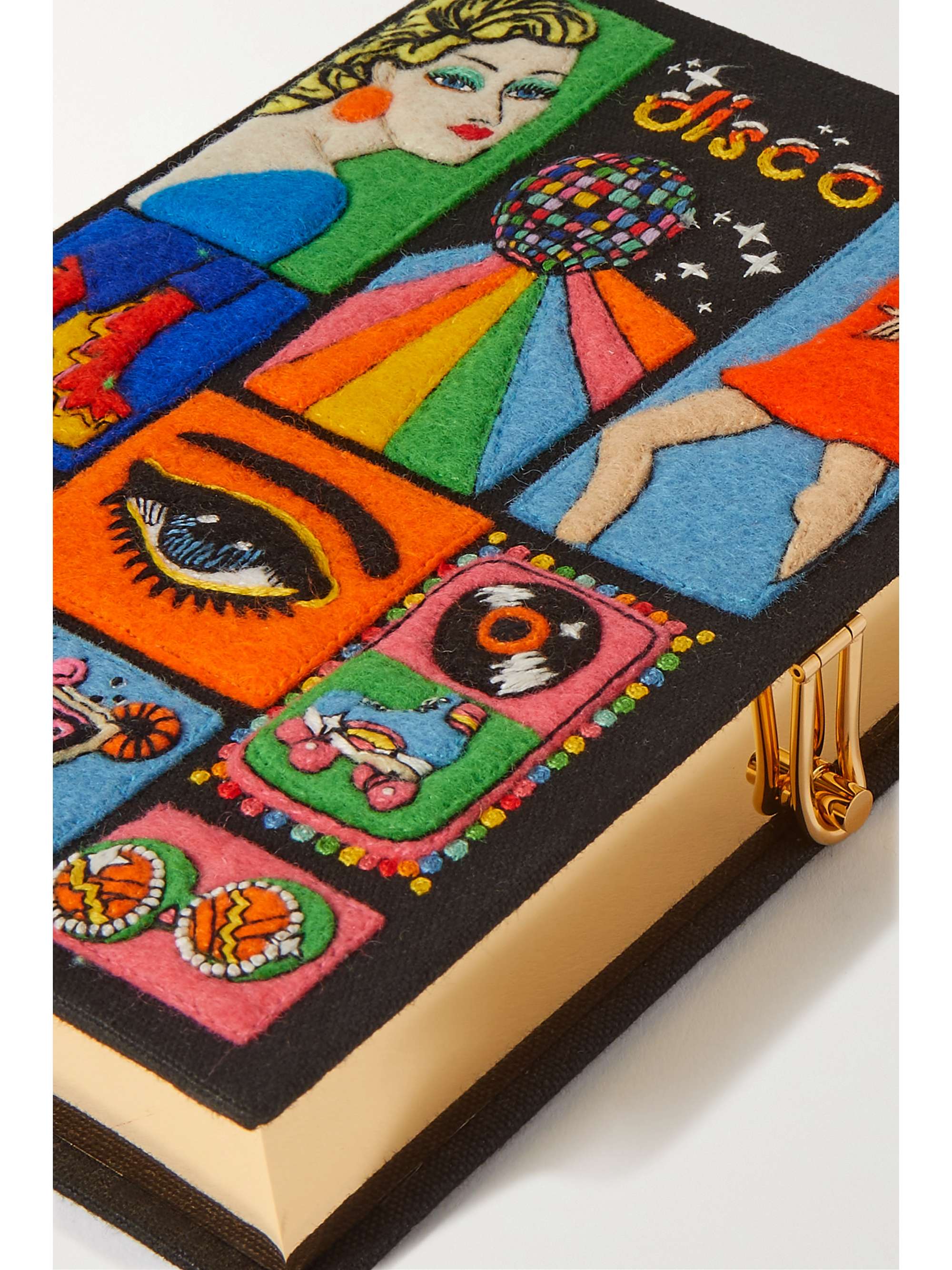 OLYMPIA LE-TAN Disco Studio 54 embroidered appliquéd canvas clutch