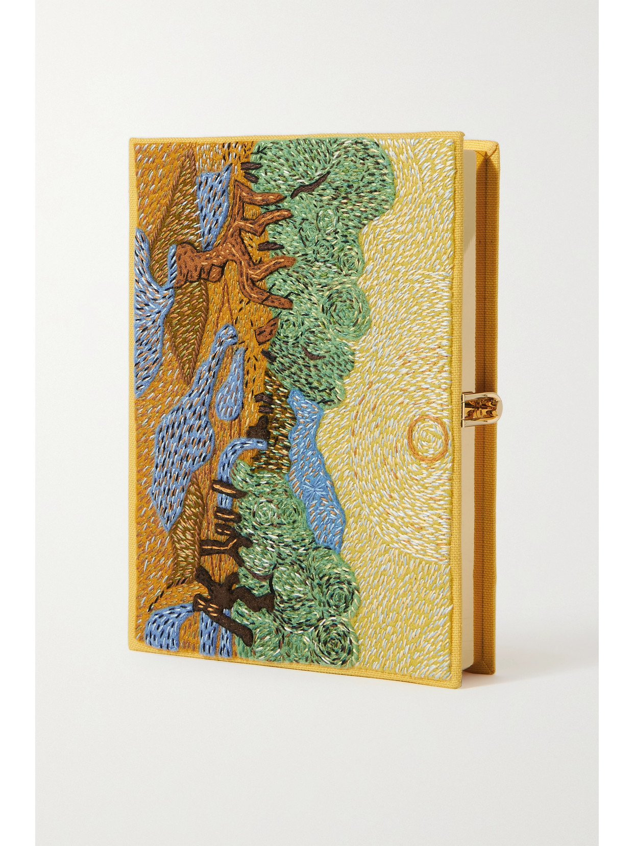 Olympia Le-tan Van Gogh Museum Embroidered Appliquéd Canvas Clutch In Yellow