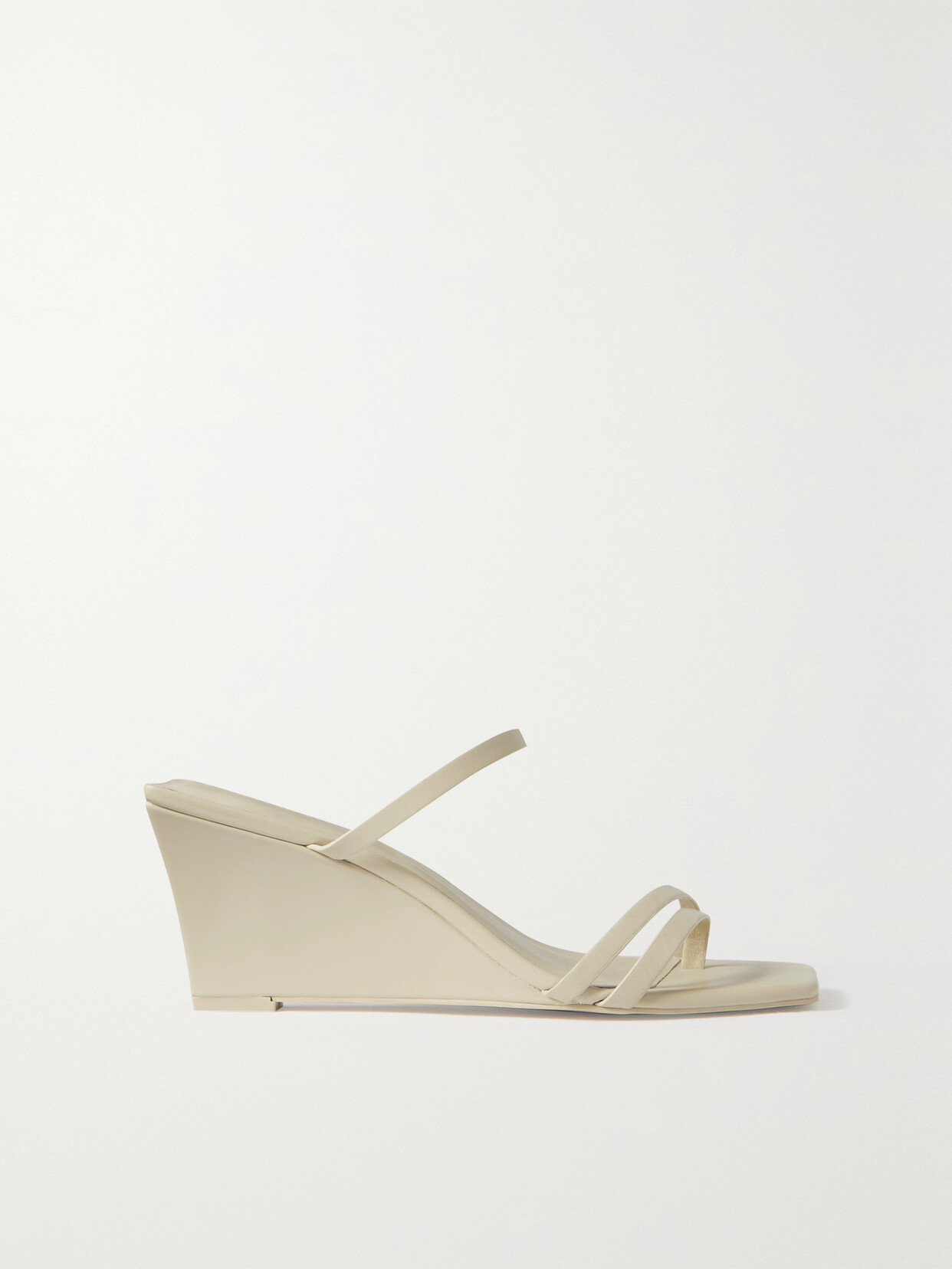 ST. AGNI - Leather Wedge Sandals - Ecru