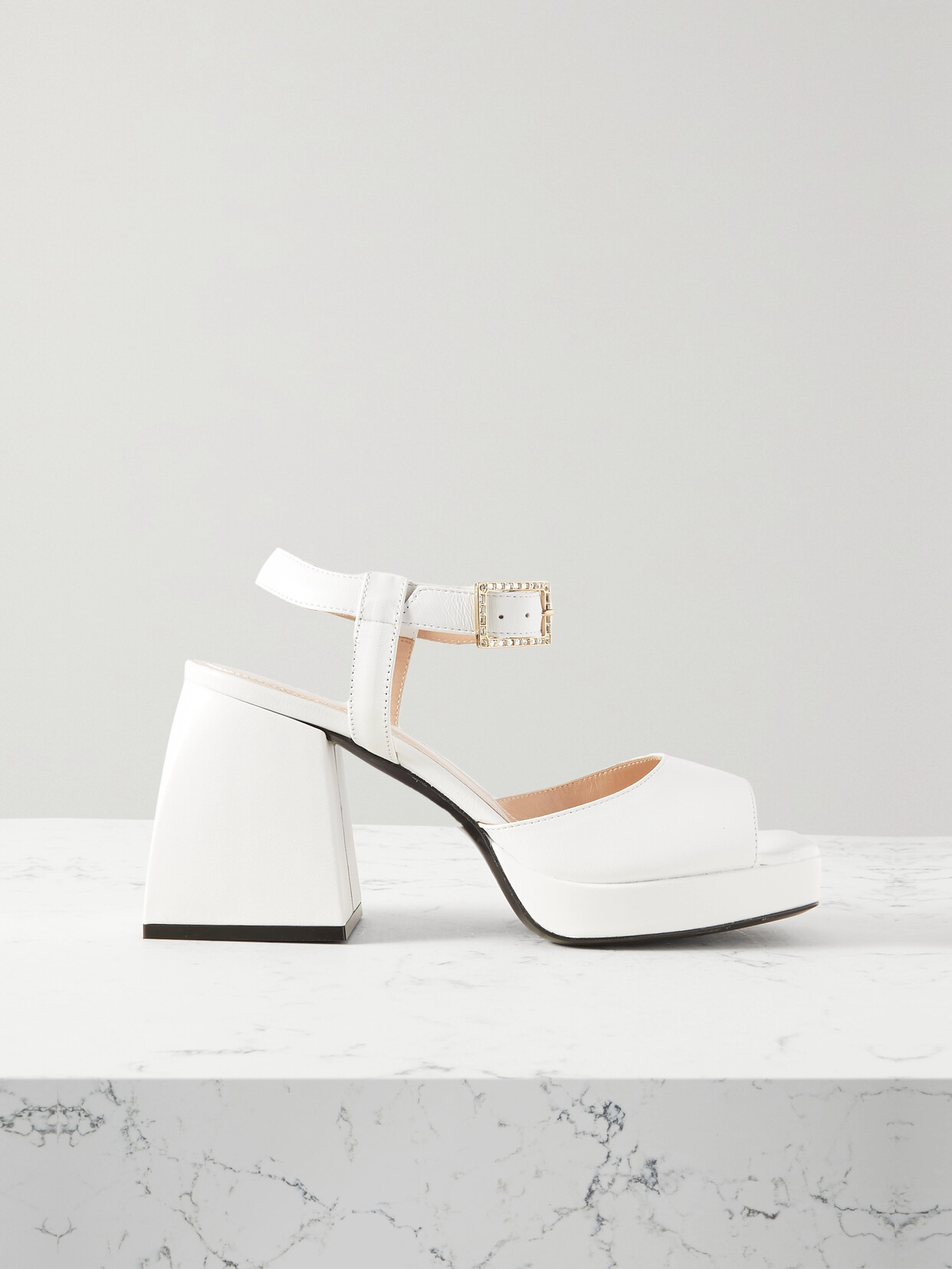 Shop Nodaleto Bulla Ness Leather Platform Sandals In White