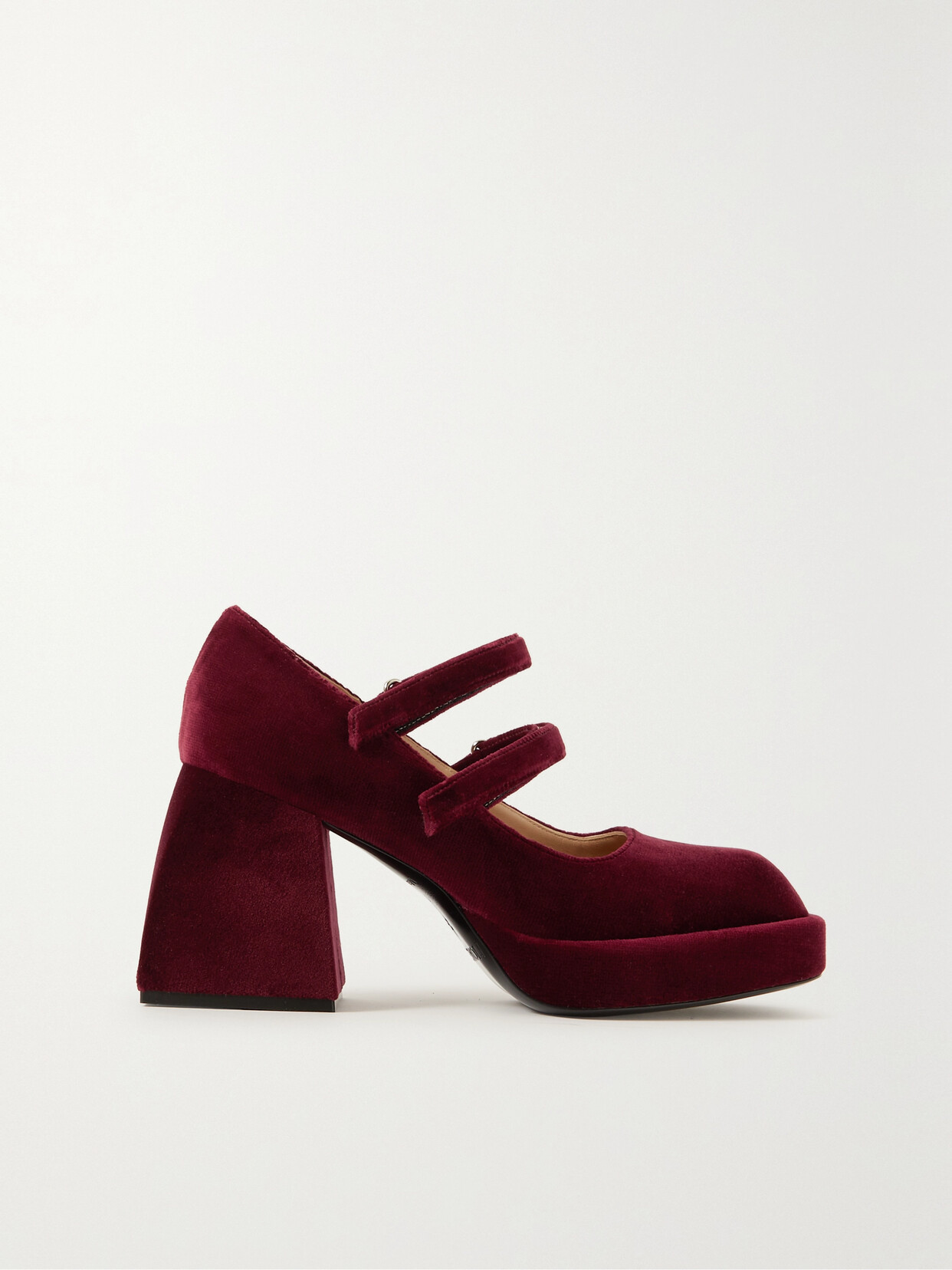 NODALETO Bulla Babies Velvet Platform Mary Jane Pumps - Burgundy