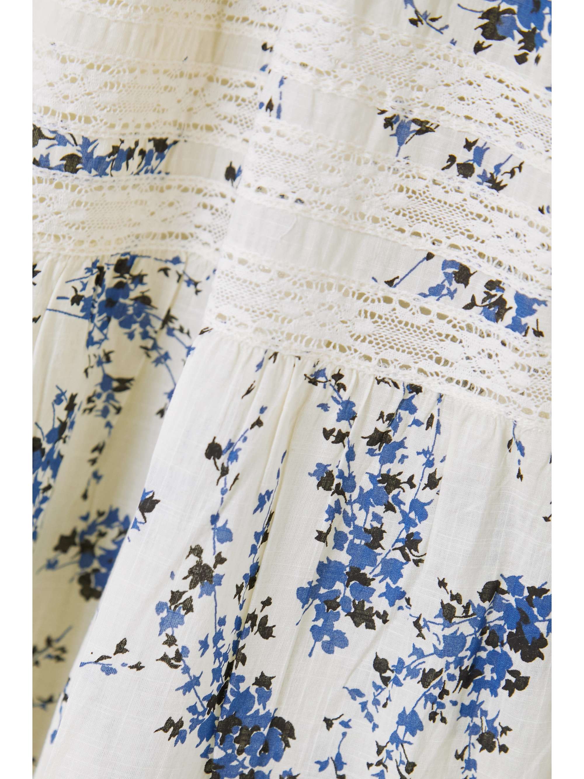 THE GREAT. The Hideaway lace-trimmed floral-print cotton midi dress