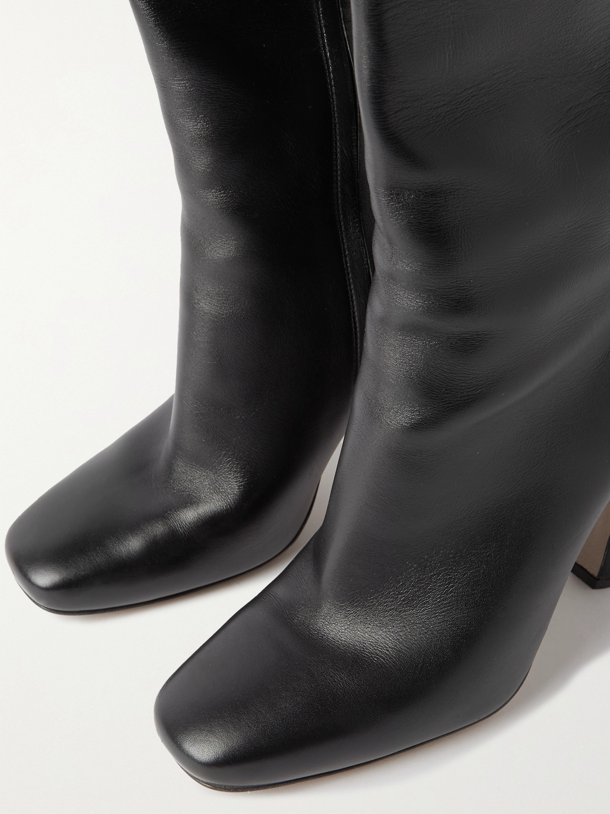 Shop Bottega Veneta Veneta Leather Knee Boots In Black