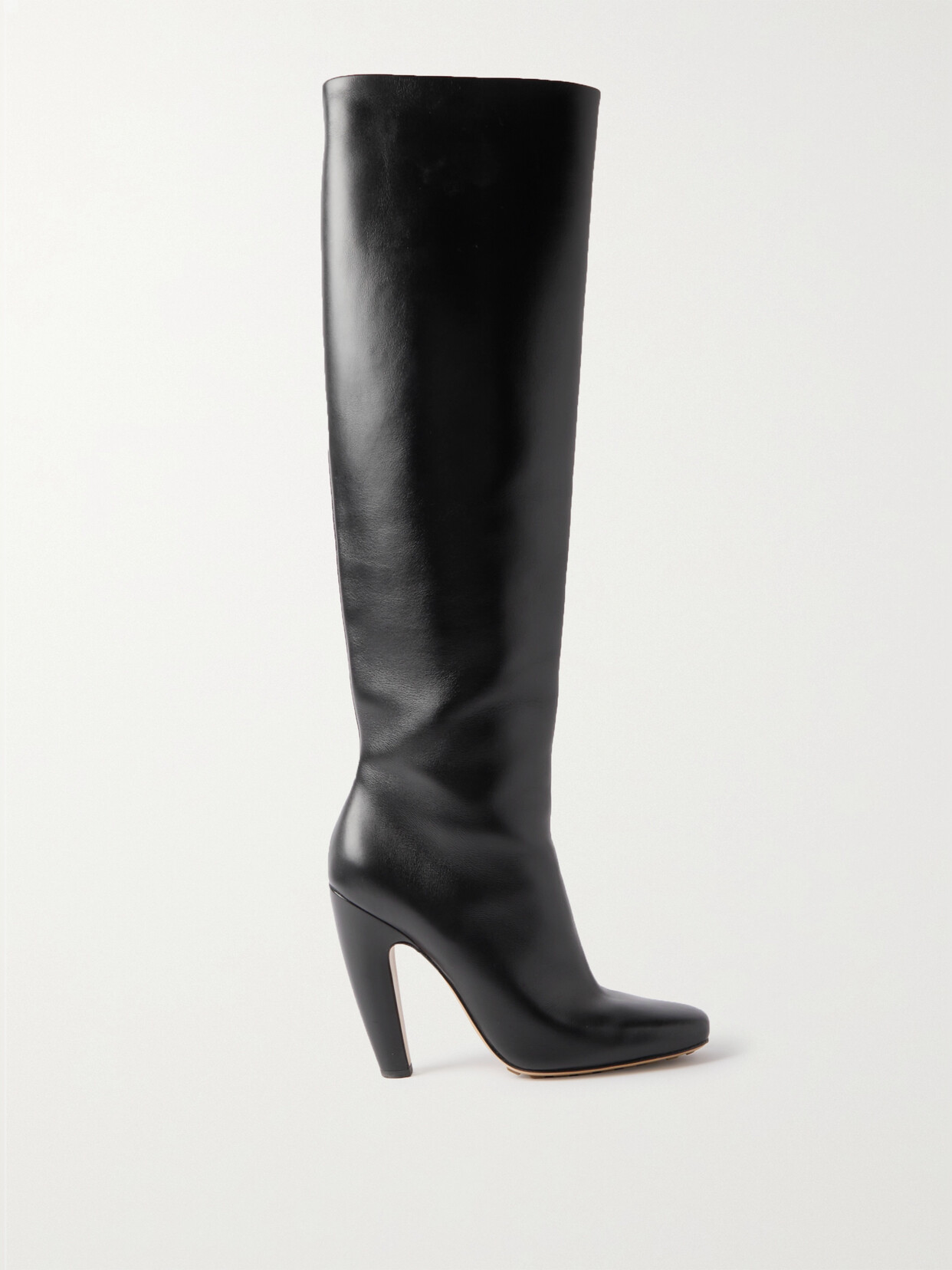 Shop Bottega Veneta Veneta Leather Knee Boots In Black