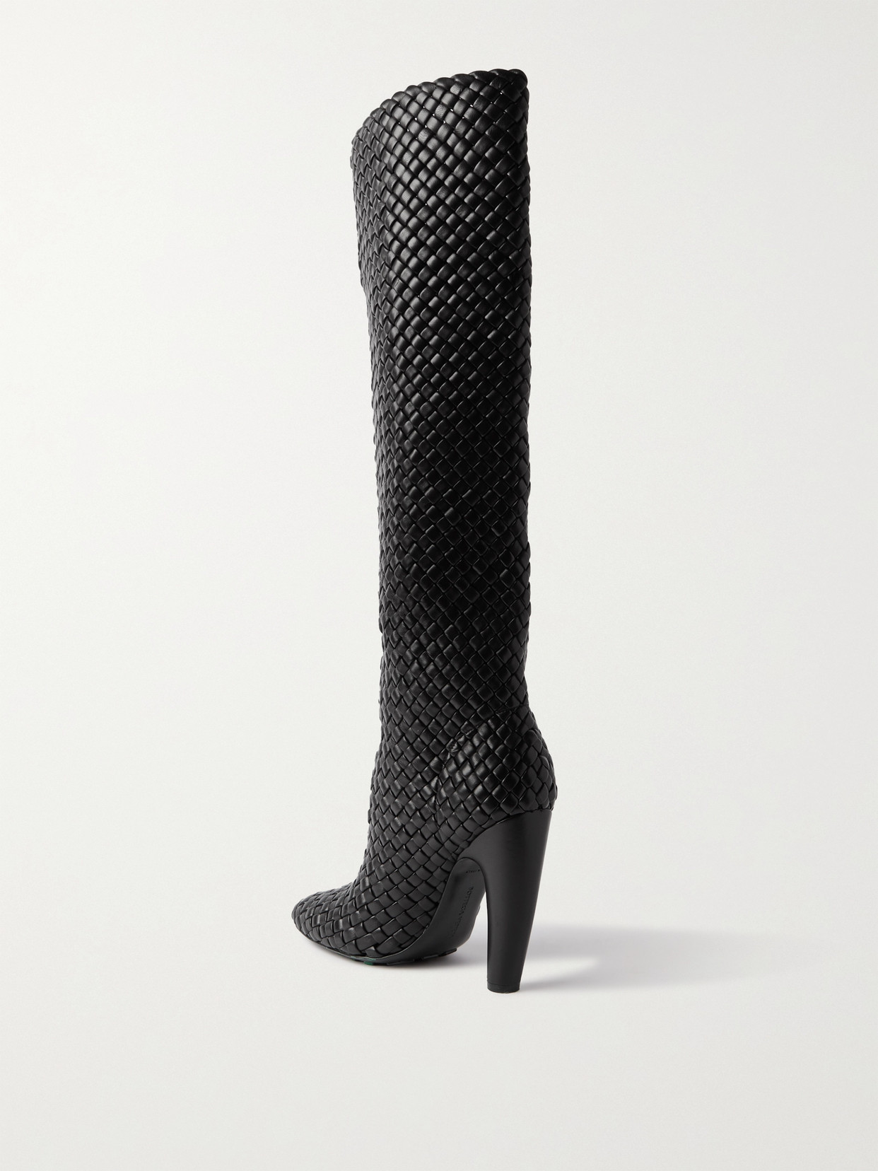 Shop Bottega Veneta Mini Lido Intrecciato Leather Knee Boots In Black