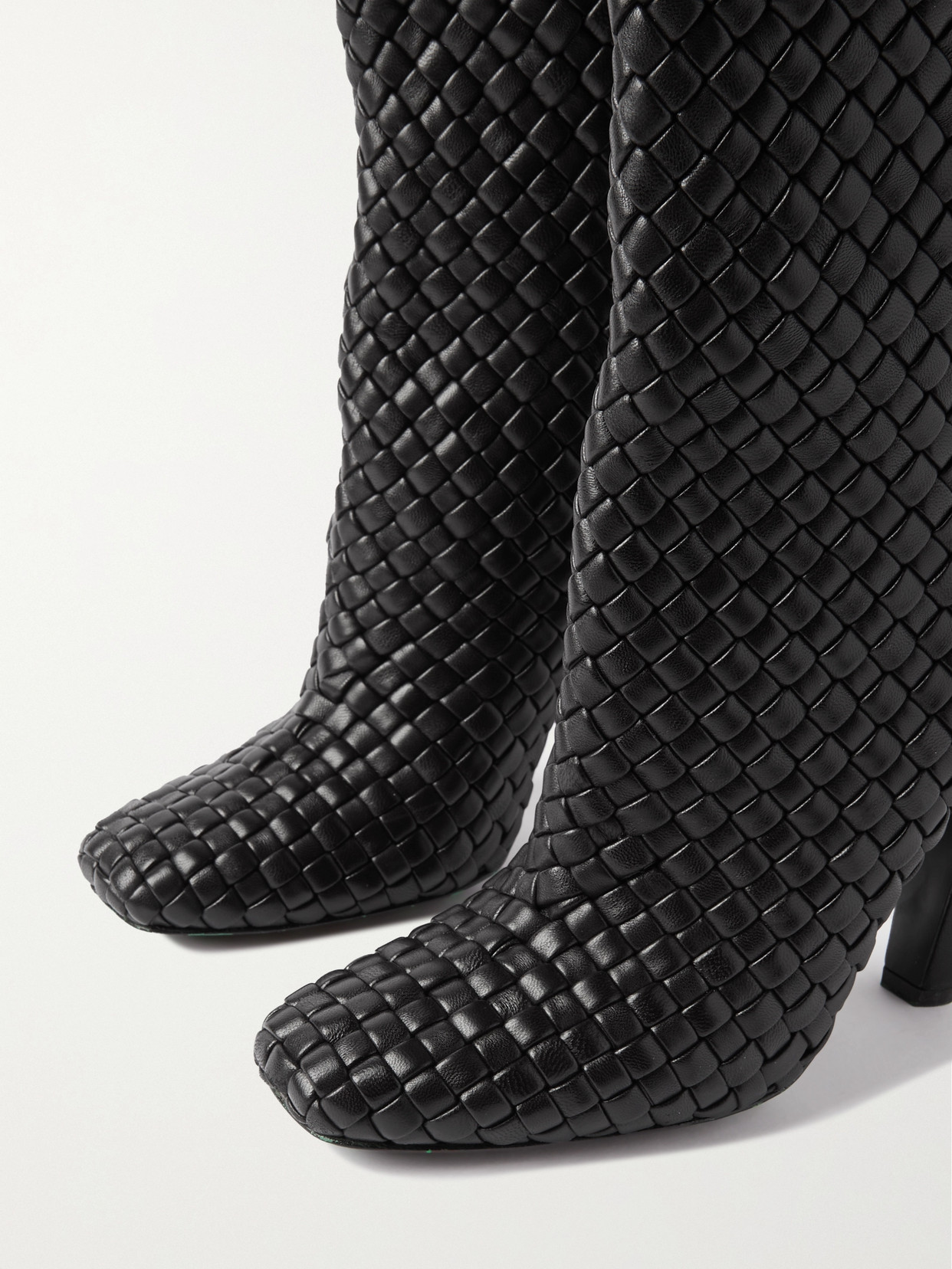 Bottega Veneta Mini Lido Intrecciato Leather Knee Boots In Black