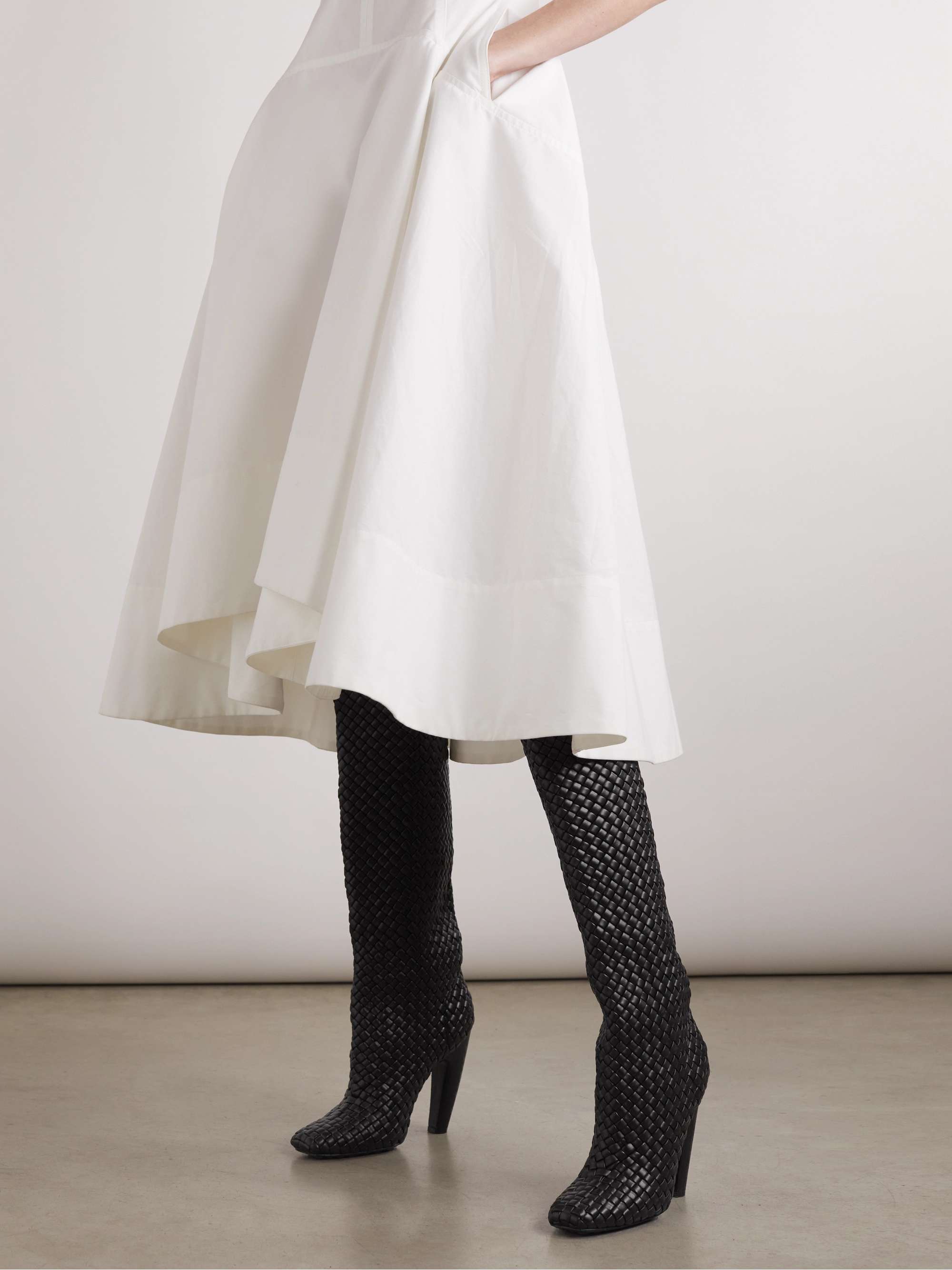 BOTTEGA VENETA Mini Lido intrecciato leather knee boots