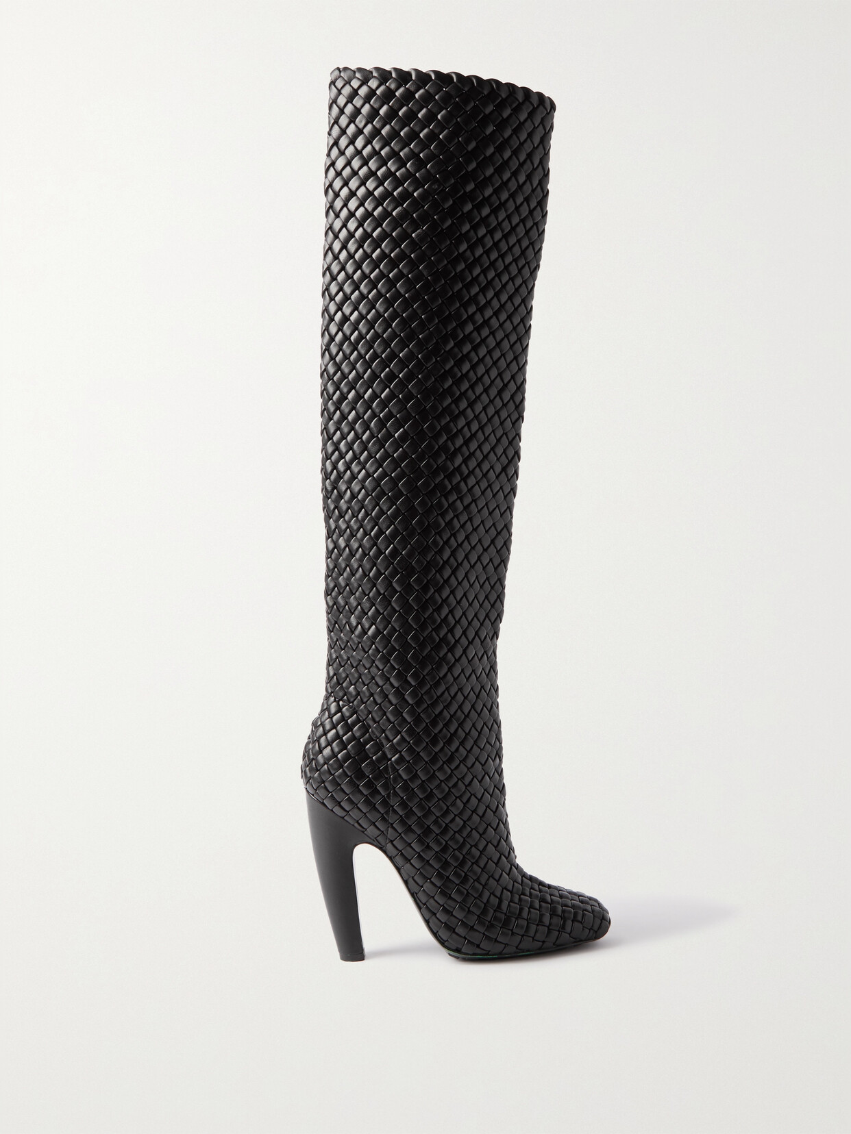 Shop Bottega Veneta Mini Lido Intrecciato Leather Knee Boots In Black