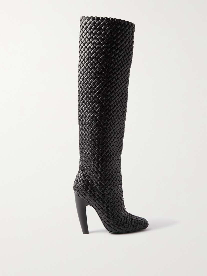 Bottega Veneta Mini Lido Intrecciato Leather Knee Boots