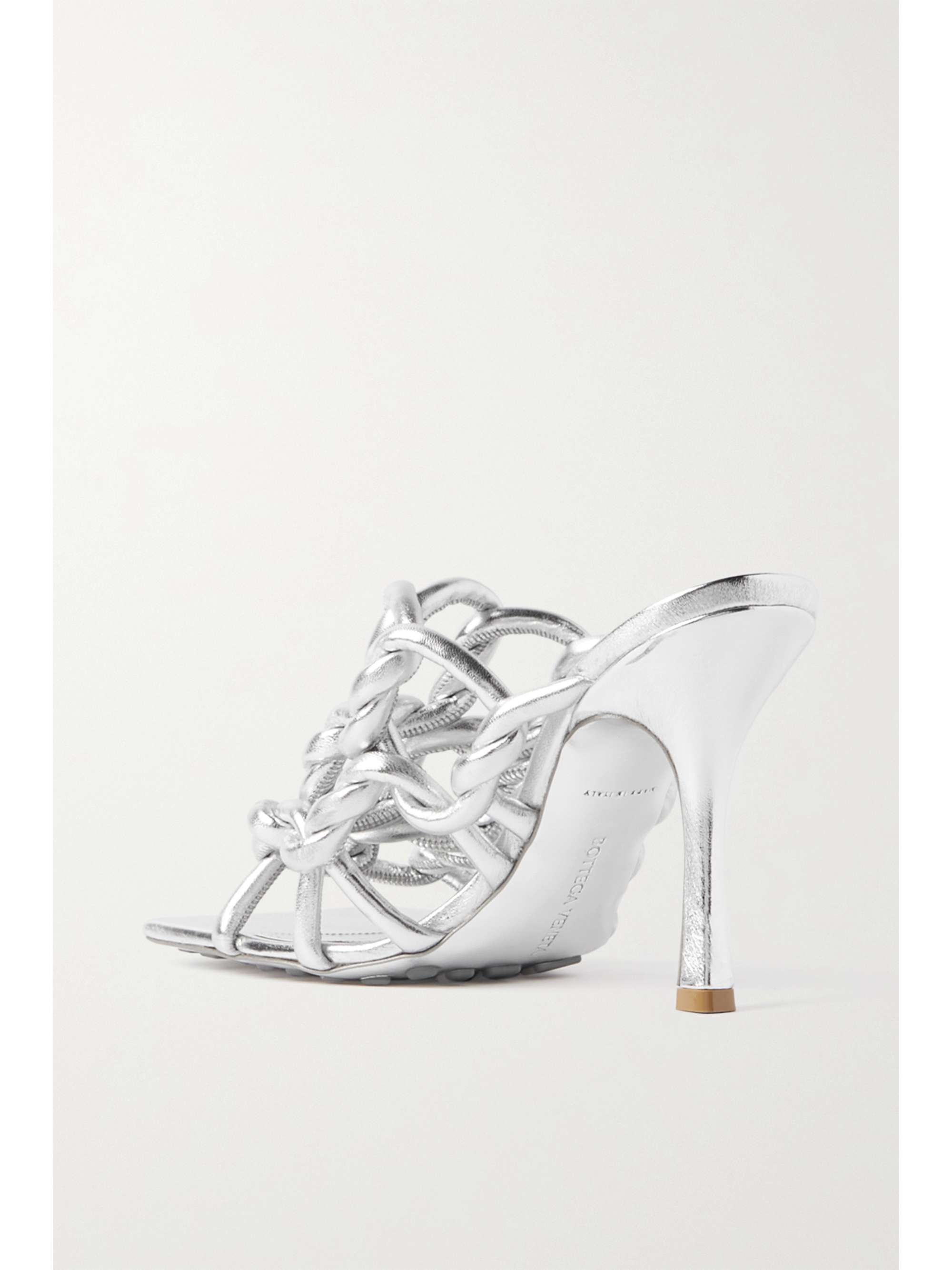 BOTTEGA VENETA Reflection woven metallic leather mules