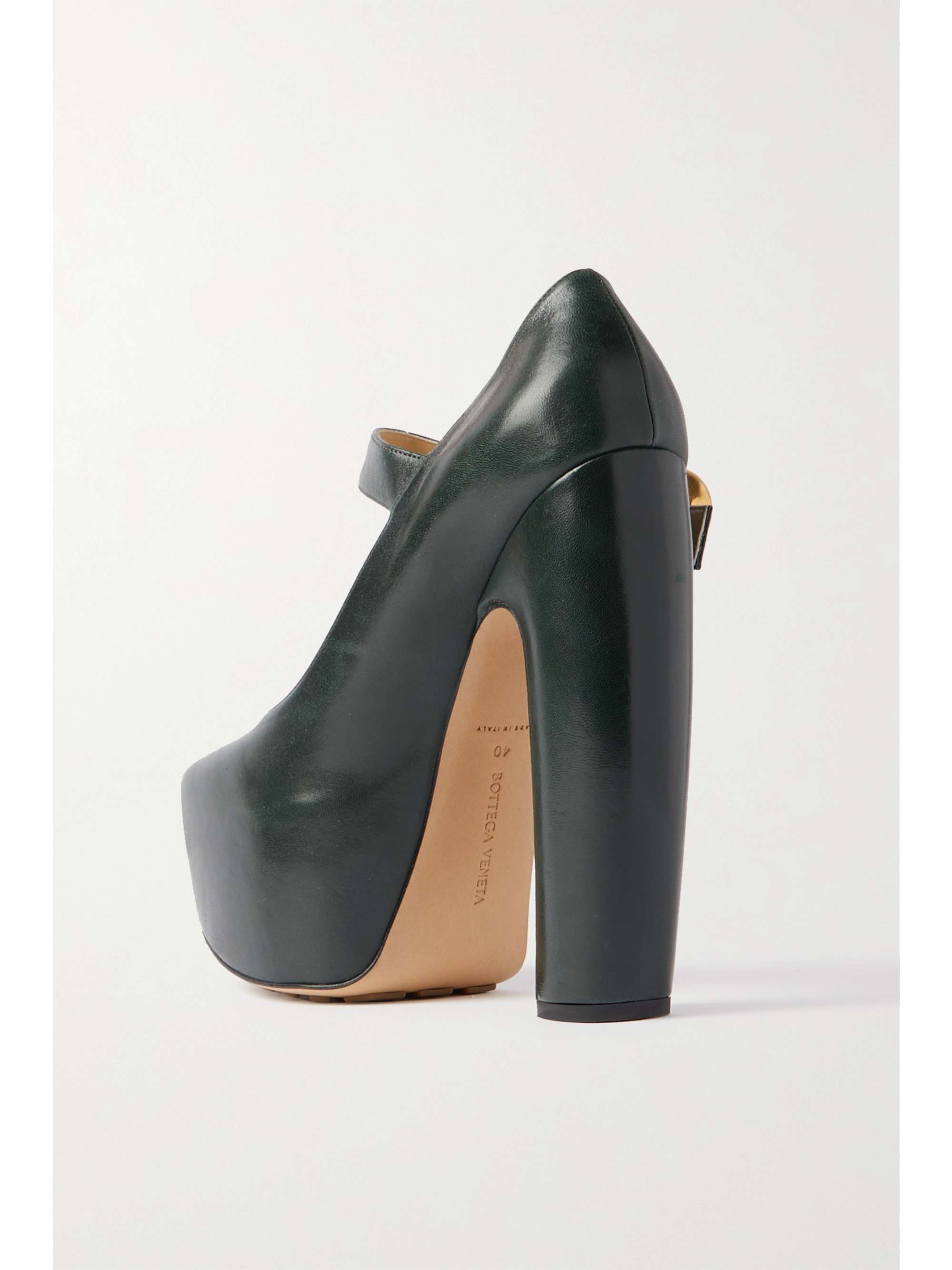Dark green Club leather platform pumps BOTTEGA NETAPORTER