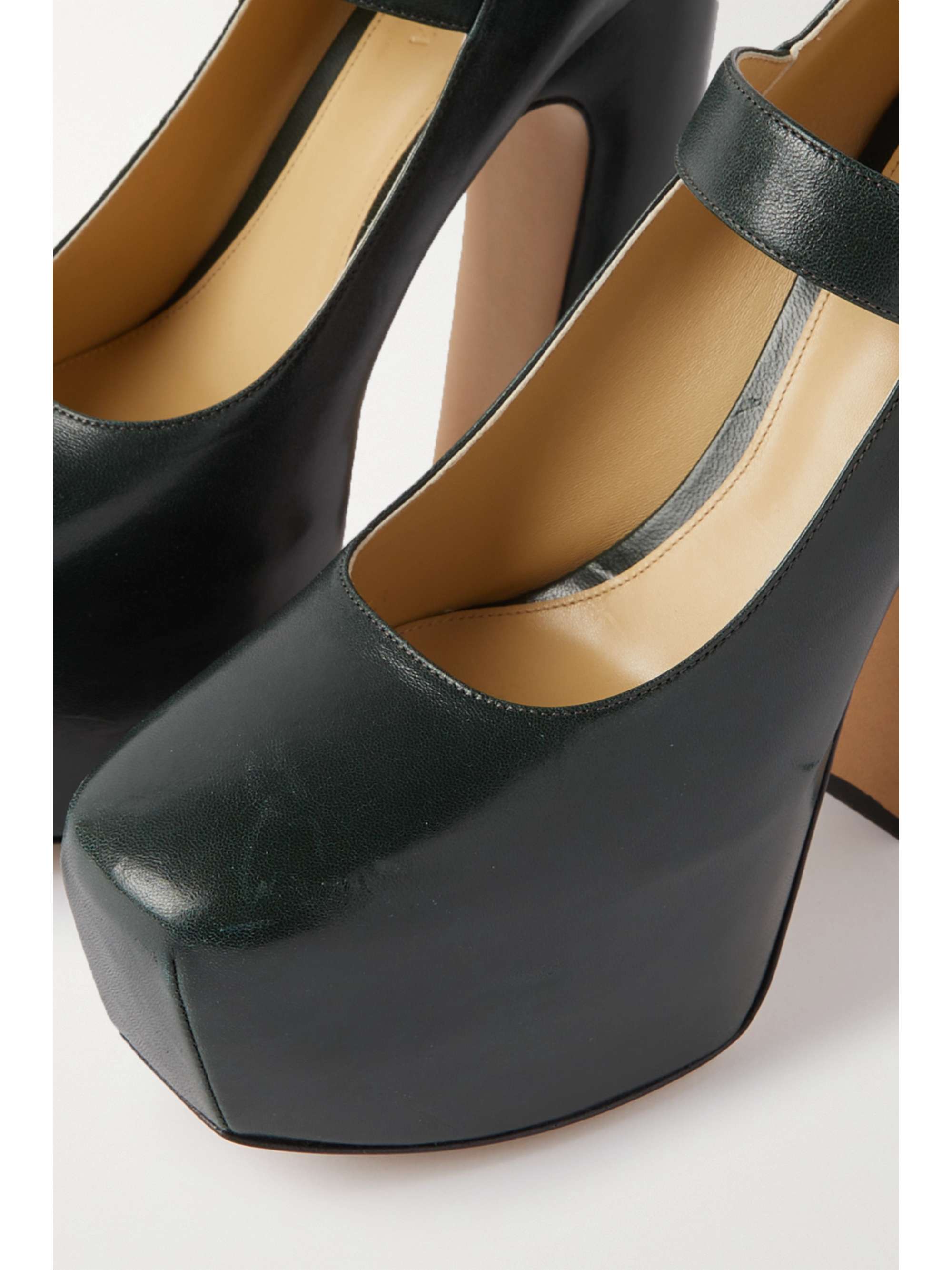 Dark green Club leather platform pumps BOTTEGA NETAPORTER