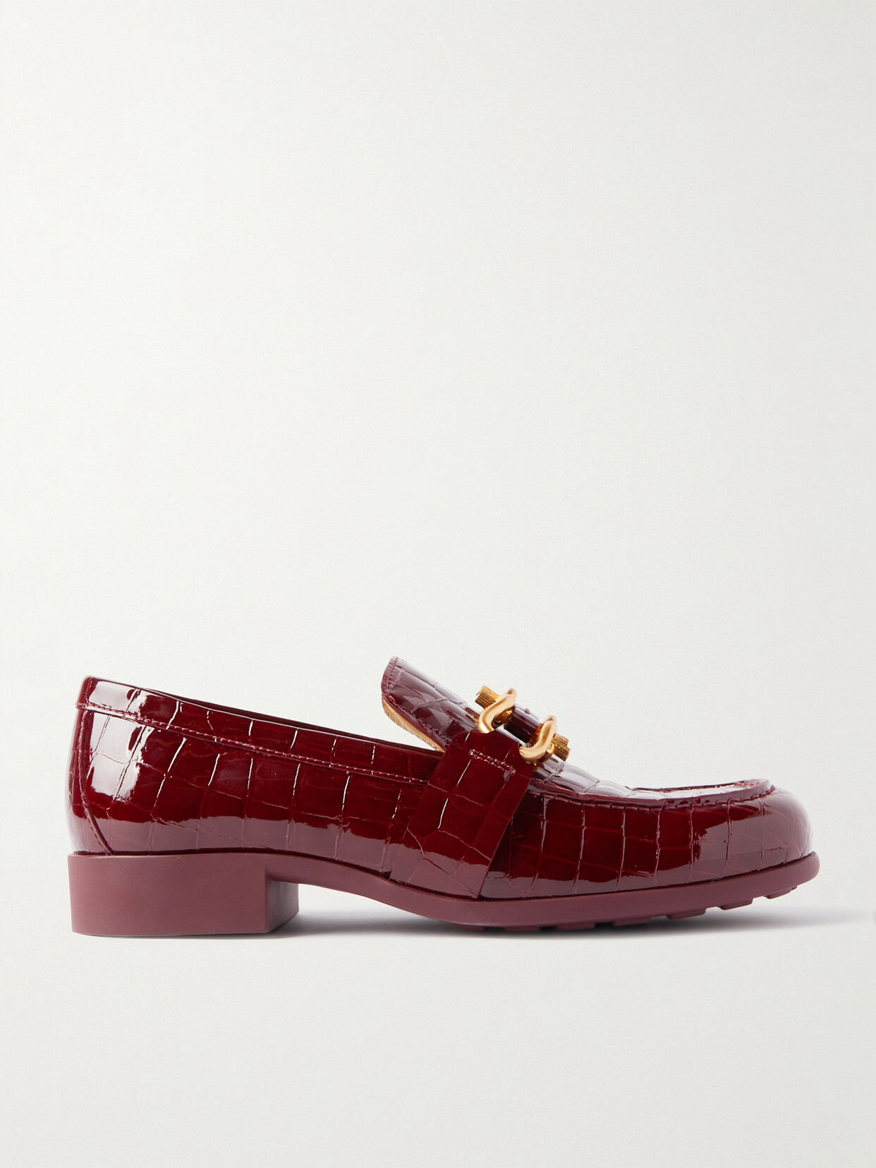 Bottega Veneta Madame Croc-effect Leather Loafers - Red