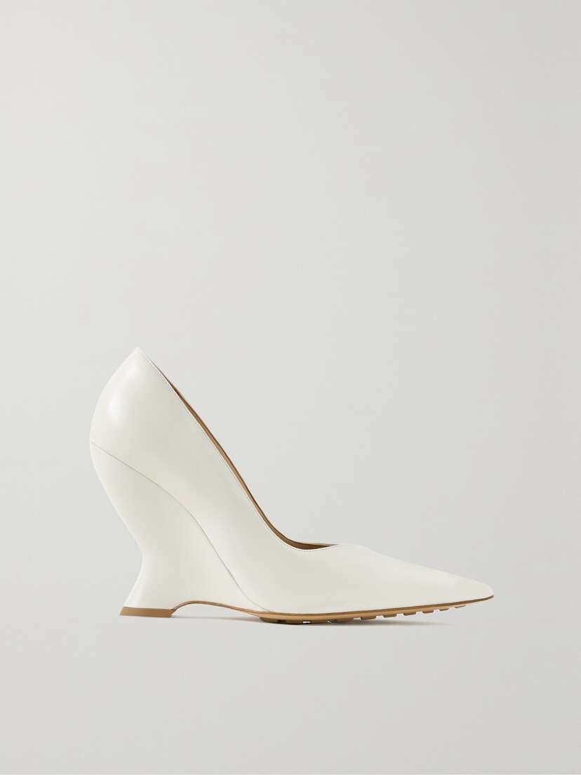 Bottega Veneta Gloss Leather Wedge Pumps