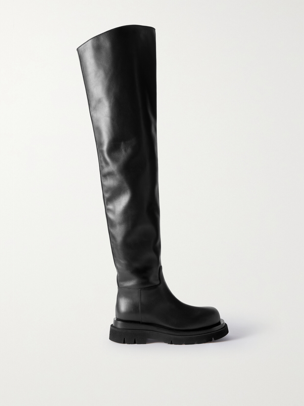 Bottega Veneta Cuissard Leather Over-the-knee Boots In Black