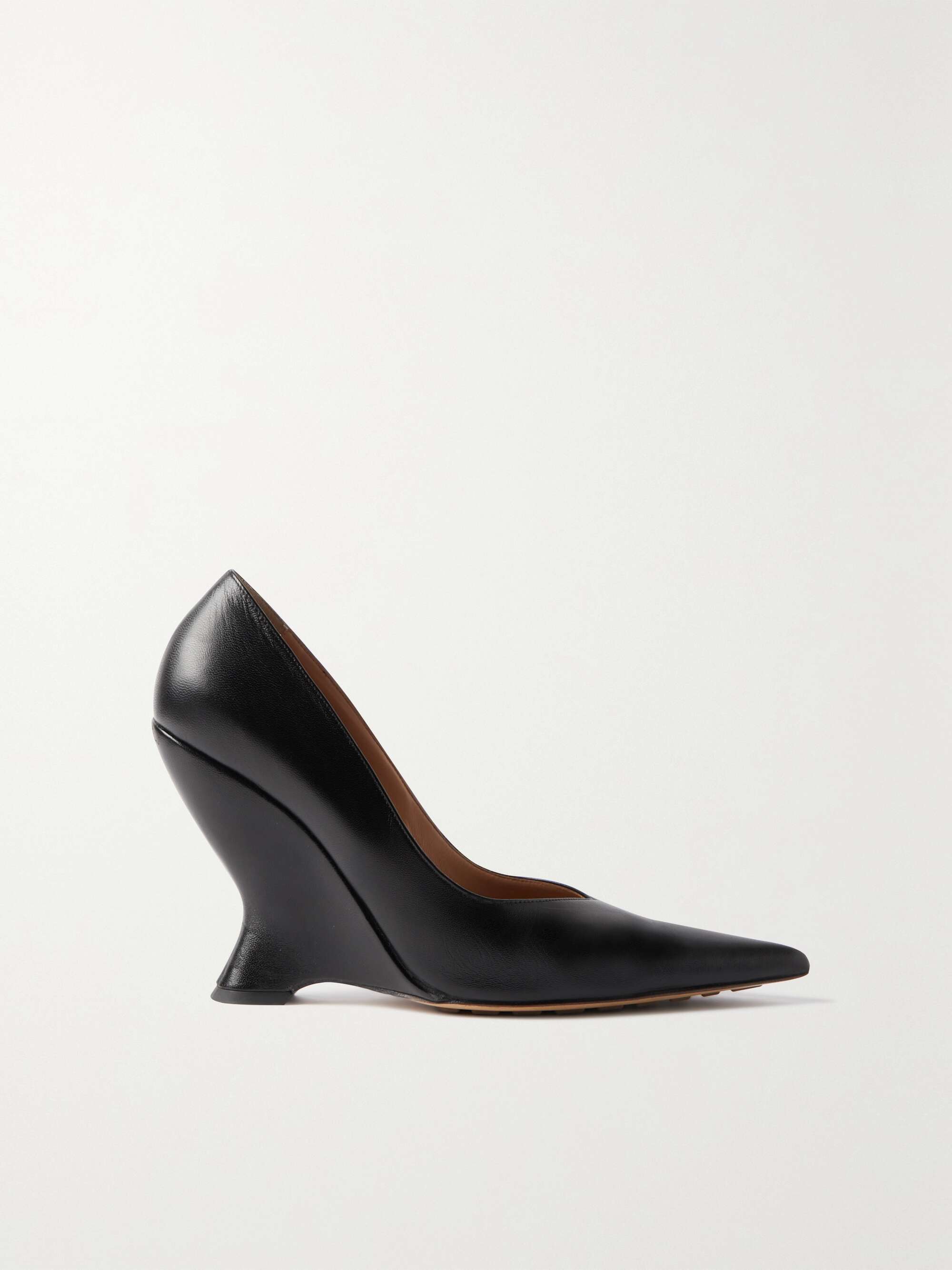 BOTTEGA VENETA Gloss leather wedge pumps | NET-A-PORTER