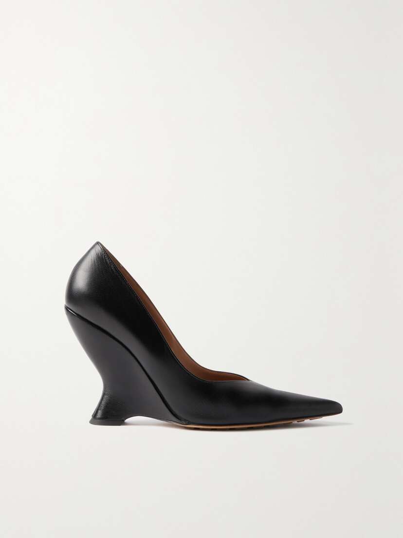 Bottega Veneta Gloss Leather Wedge Pumps