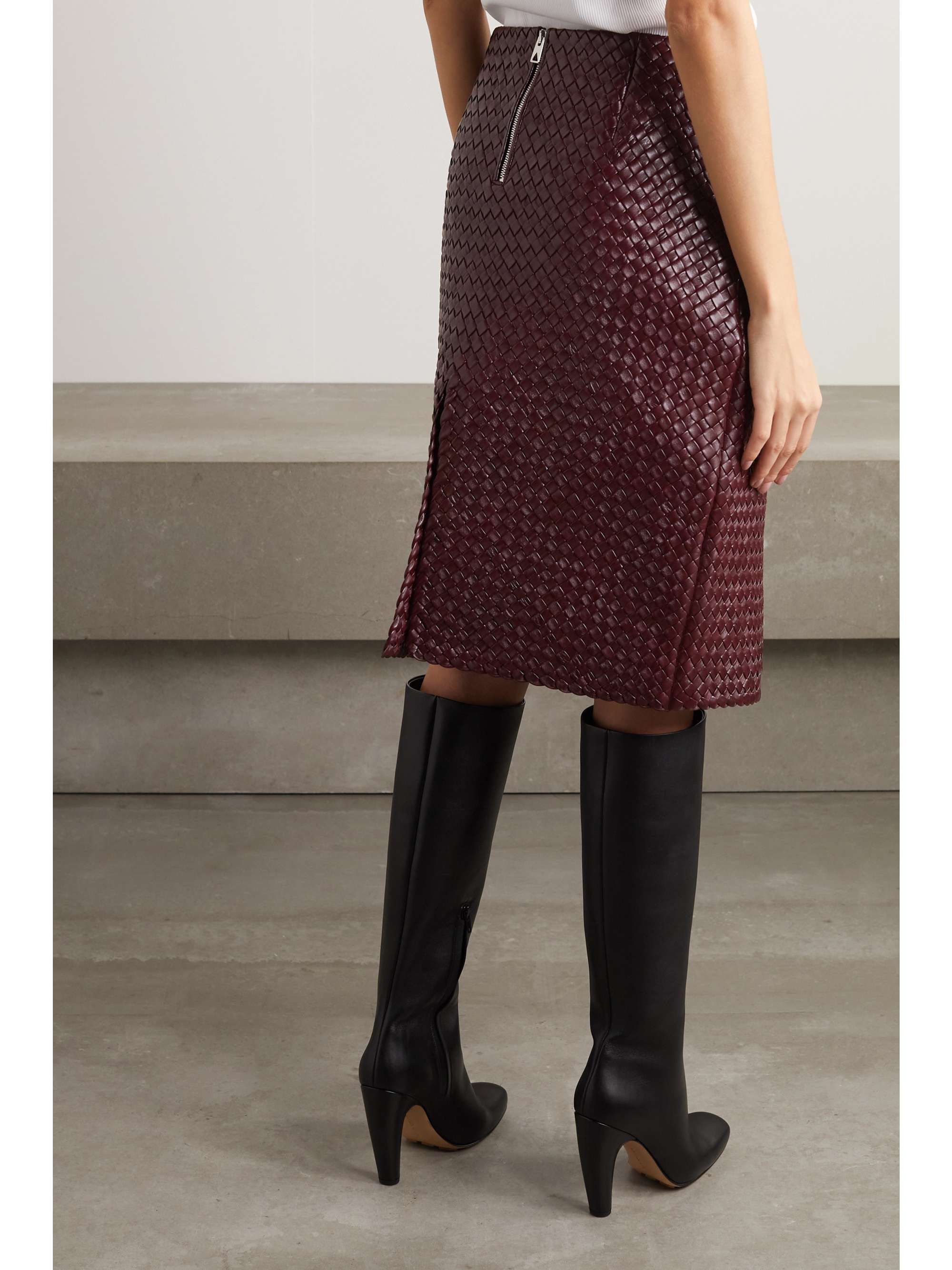 BOTTEGA VENETA Intrecciato leather skirt