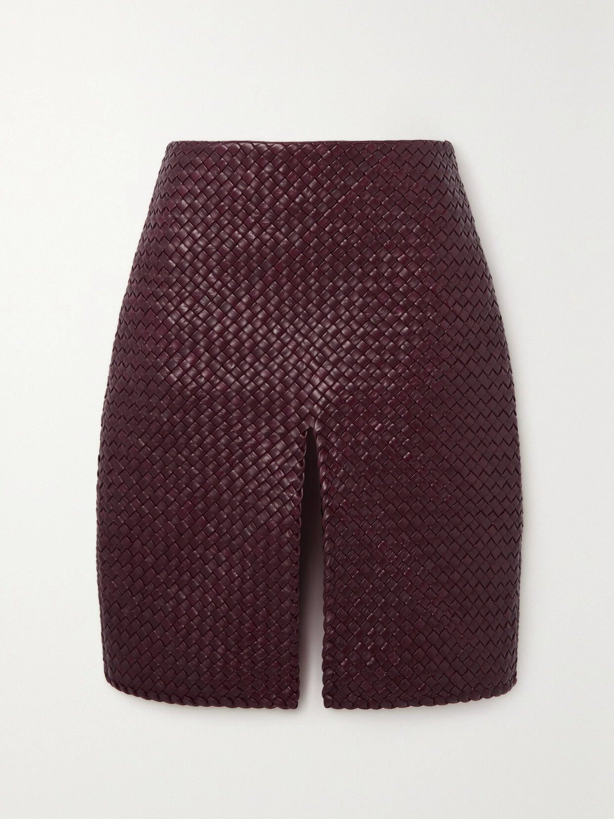 Shop Bottega Veneta Intrecciato Leather Skirt In Red