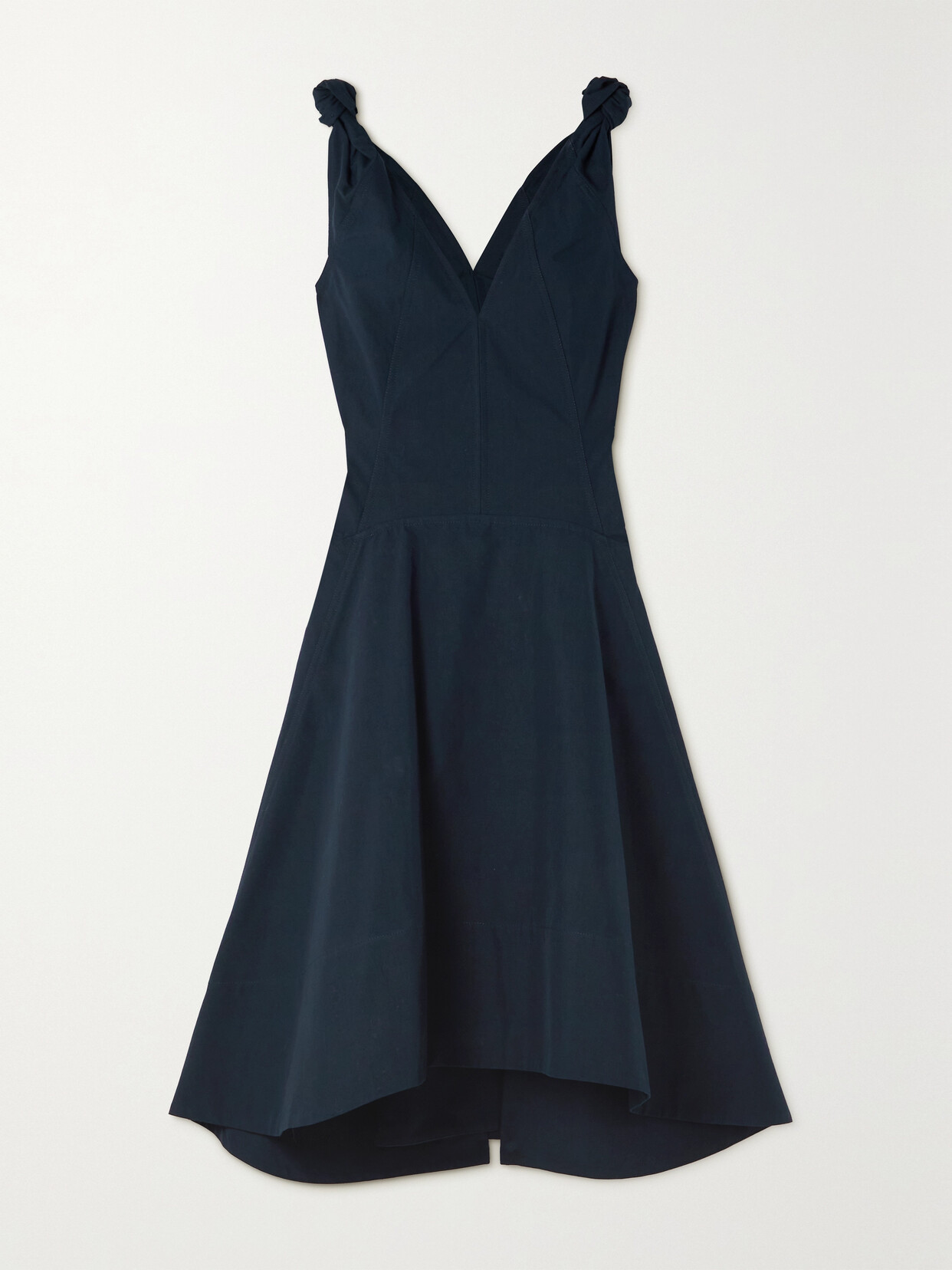 BOTTEGA VENETA KNOTTED COTTON-POPLIN MIDI DRESS