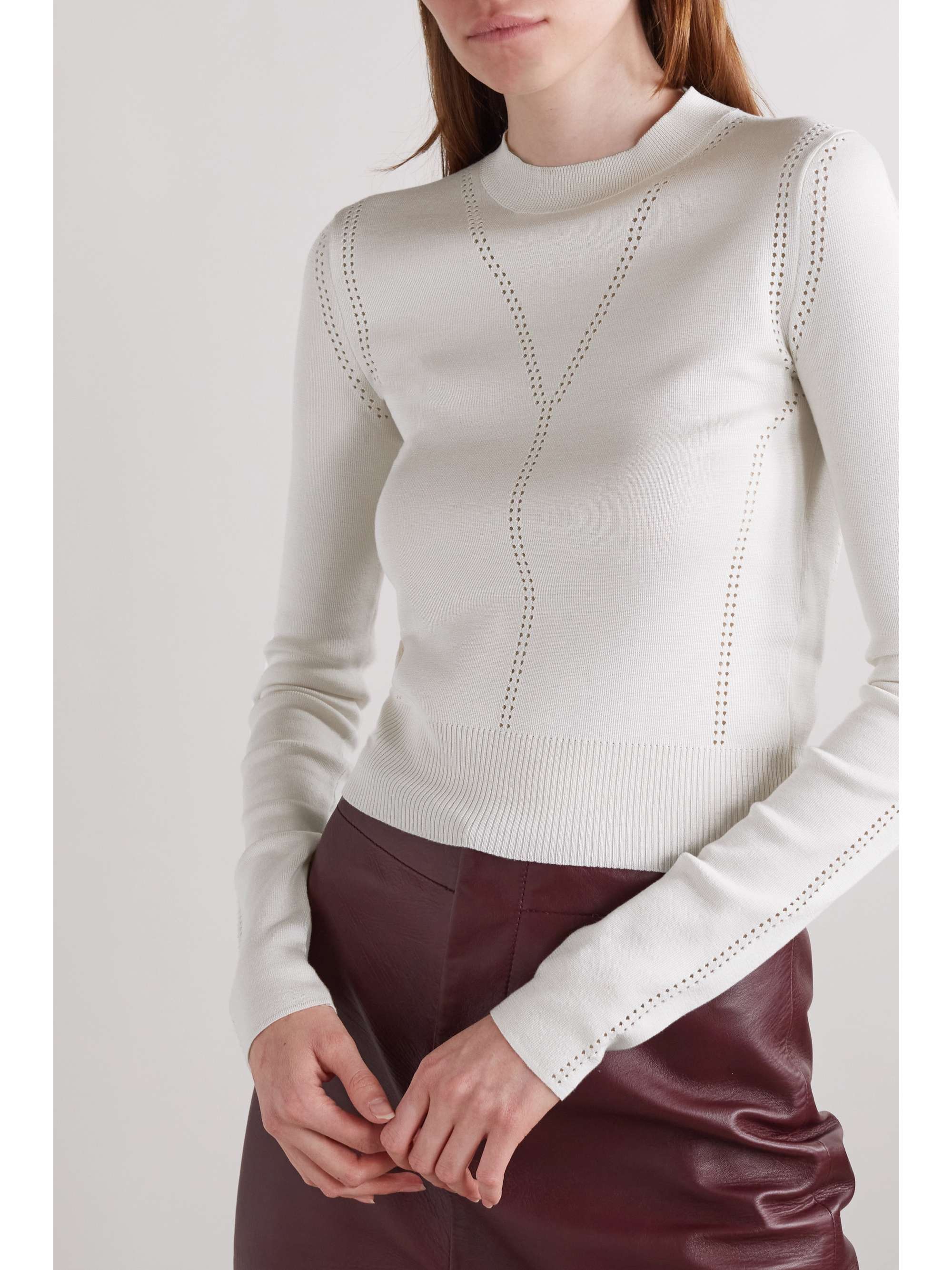 BOTTEGA Pointelleknit silk sweater NETAPORTER