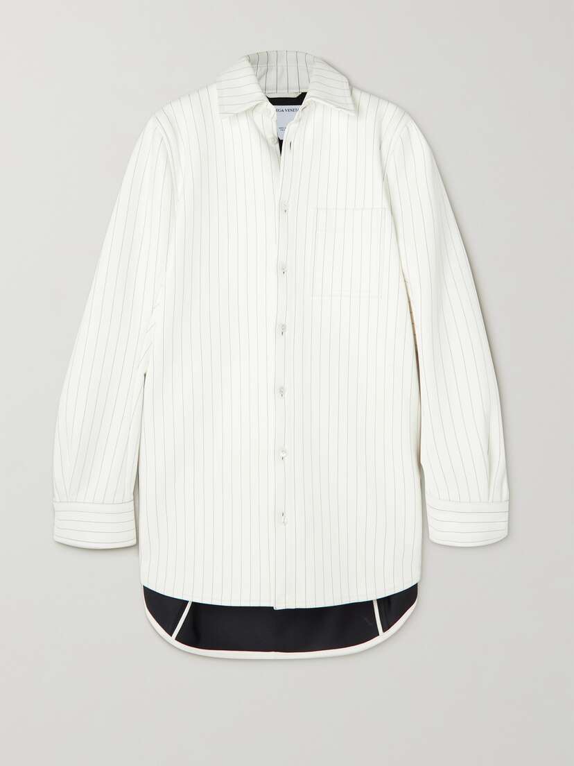 Bottega Veneta Oversized Pinstriped Leather Shirt