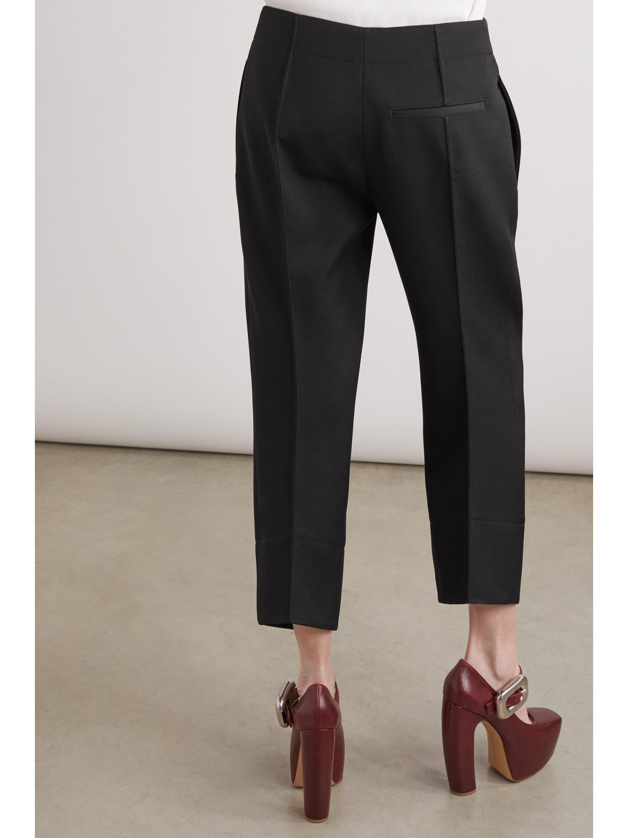 Shop Bottega Veneta Pleated Grain De Poudre Wool Straight-leg Pants In Black