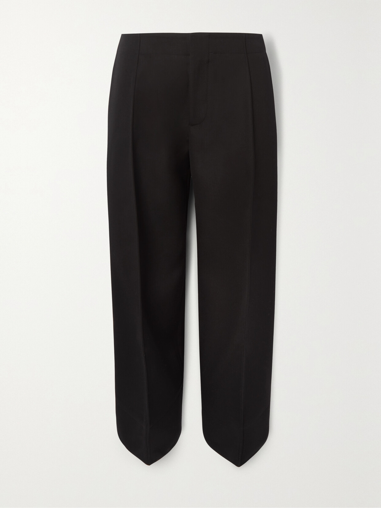 Bottega Veneta Pleated Grain De Poudre Wool Straight-leg Pants In Black