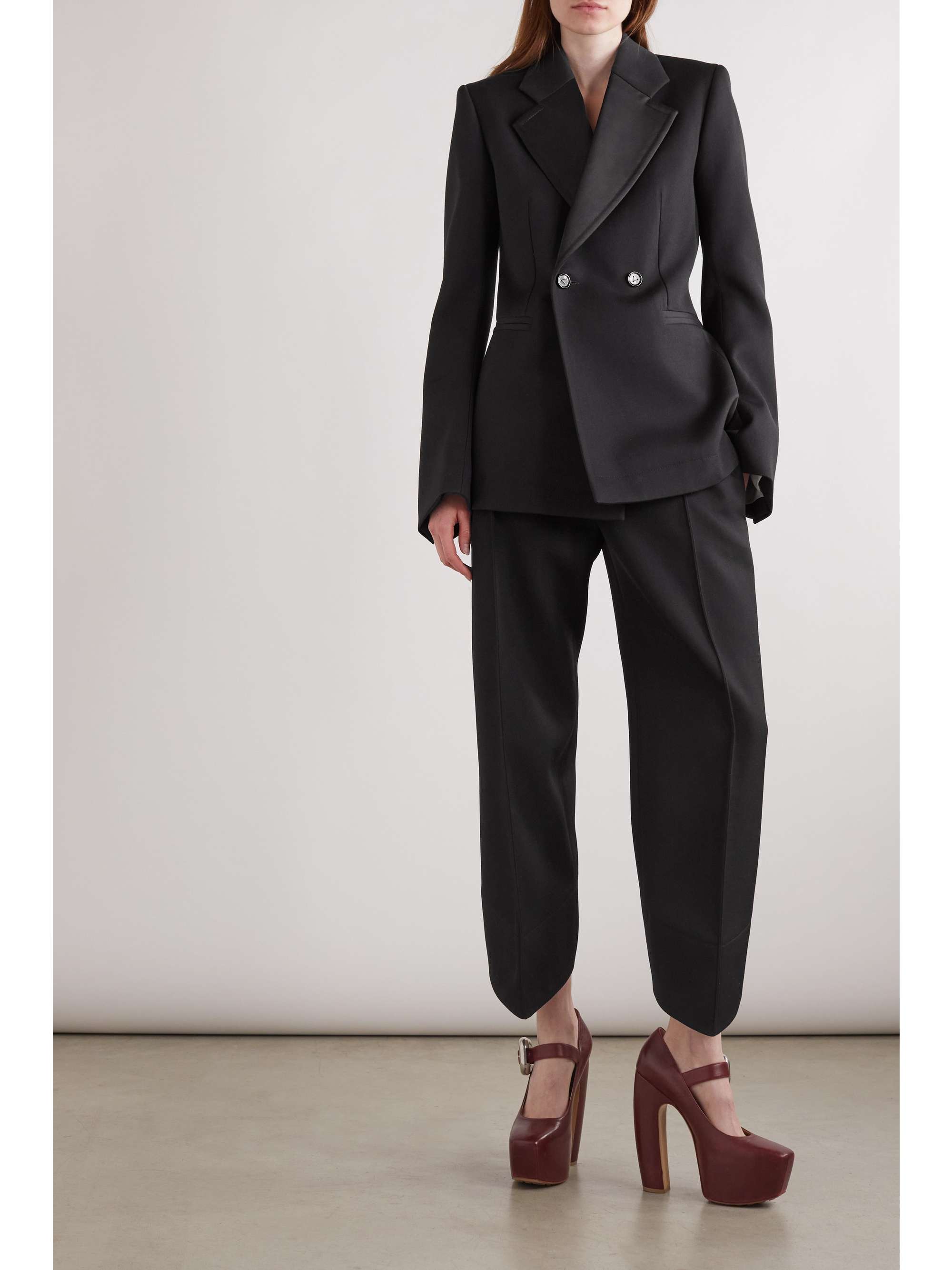 BOTTEGA VENETA Pleated grain de poudre wool straight-leg pants