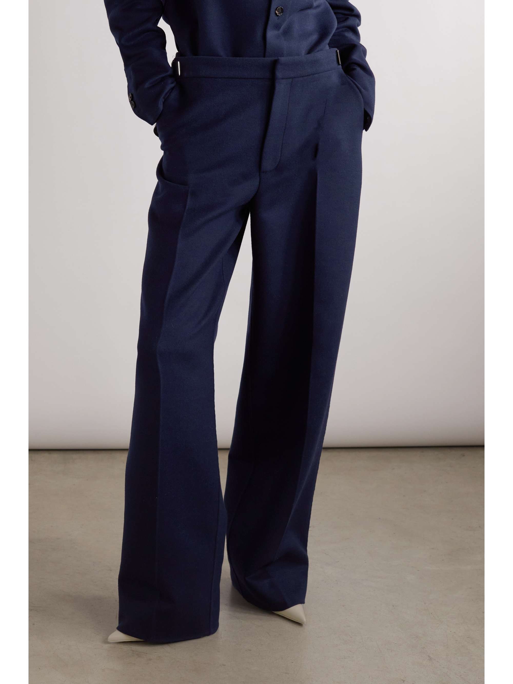 Wool-flannel wide-leg pants