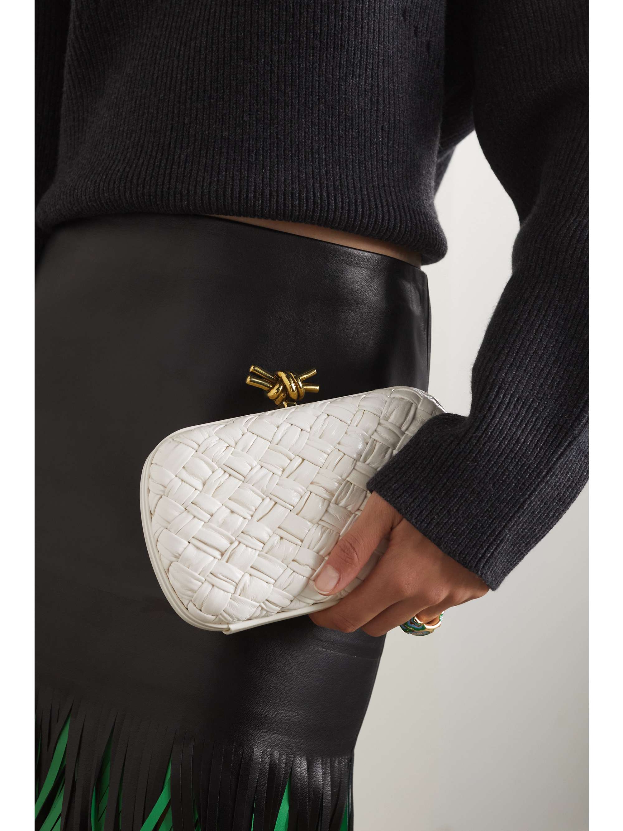 Bottega Veneta Knot Intreccio Leather Clutch