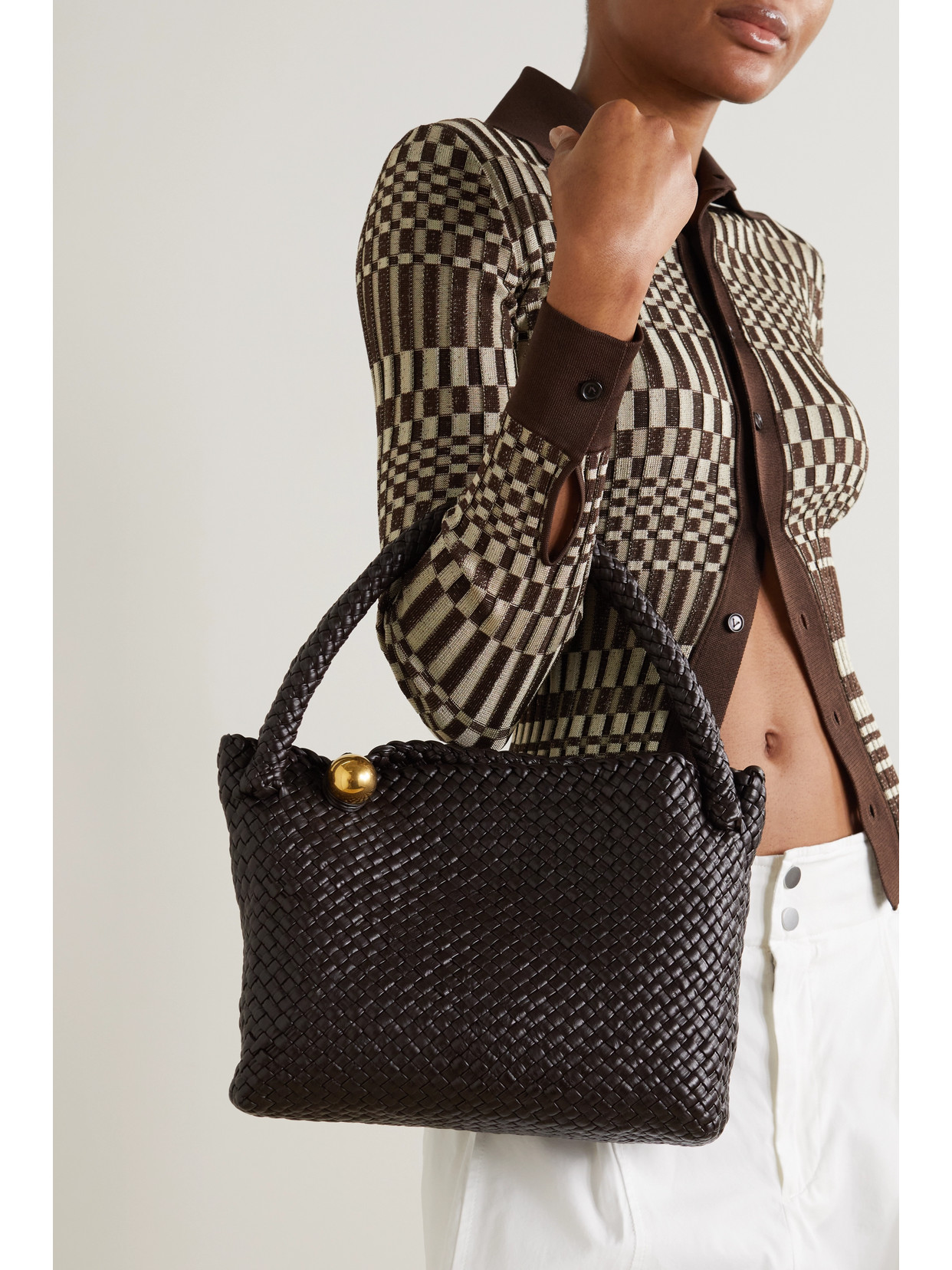 Bottega Veneta Tosca Intreccio Leather Hobo In Brown