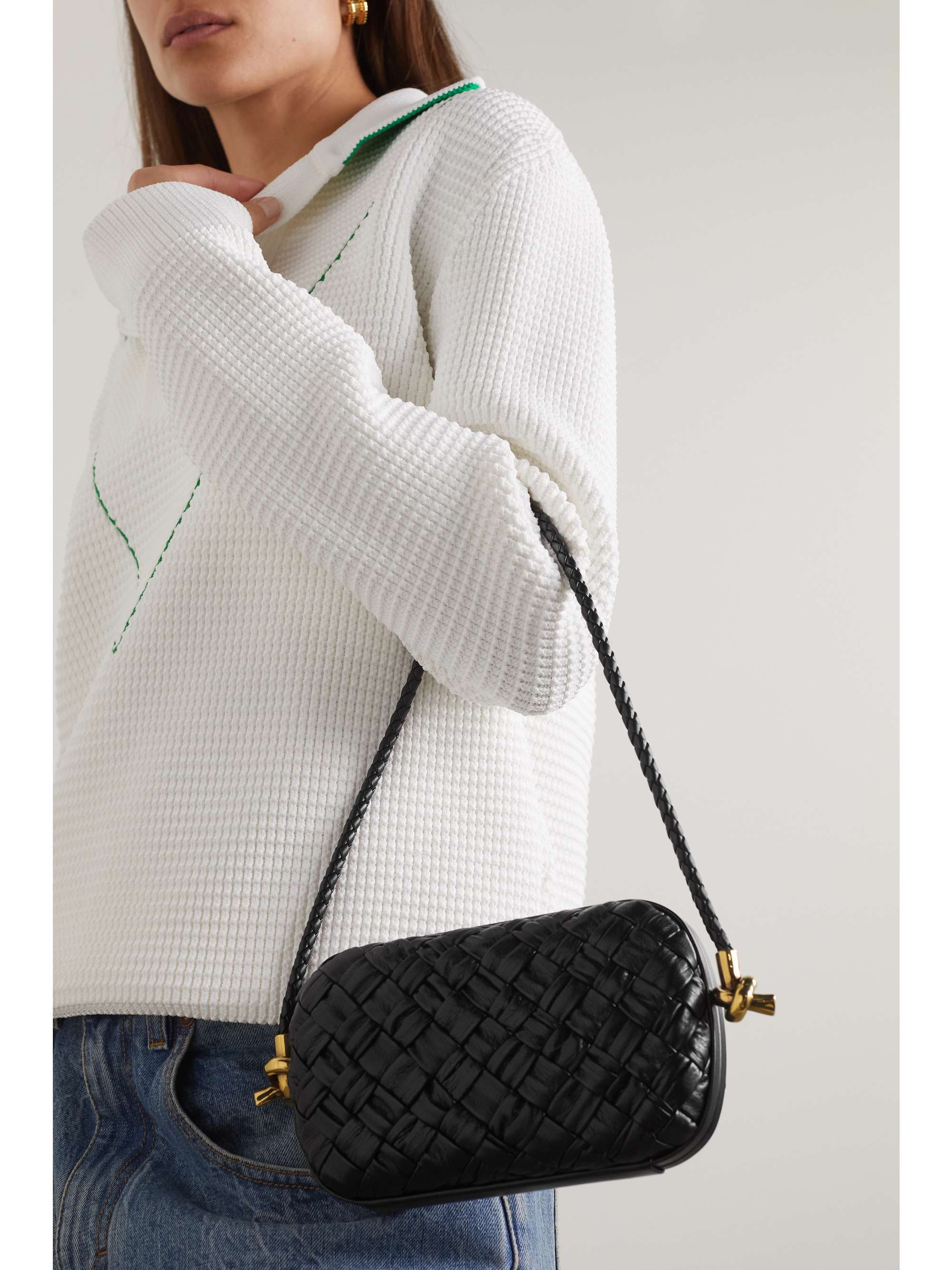 BOTTEGA VENETA Knot intrecciato woven leather shoulder bag