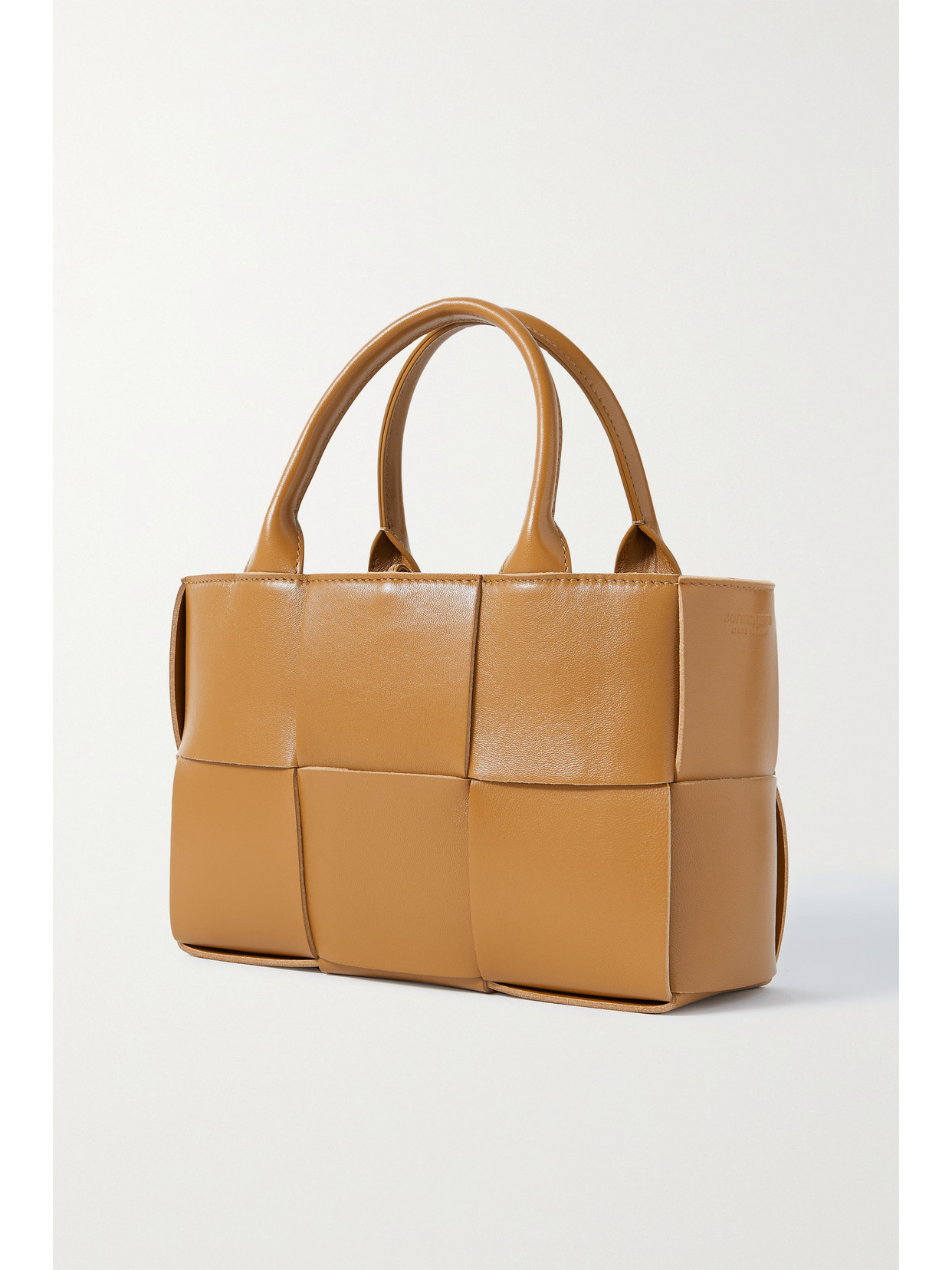 Shop Bottega Veneta Arco Mini Intrecciato Leather Tote In Gold