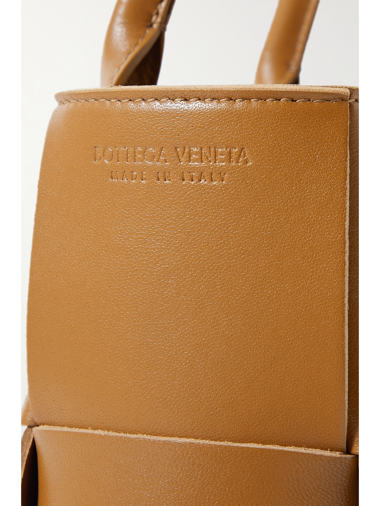 Shop Bottega Veneta Arco Mini Intrecciato Leather Tote In Gold