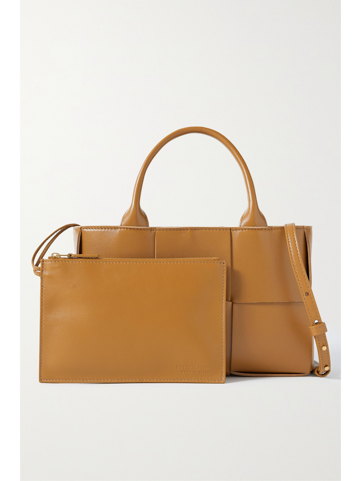 Bottega Veneta Arco Mini Intrecciato Leather Tote In Gold
