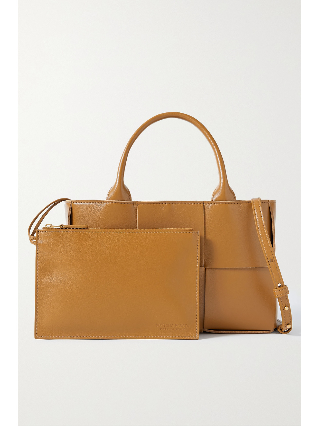 Shop Bottega Veneta Arco Mini Intrecciato Leather Tote In Gold