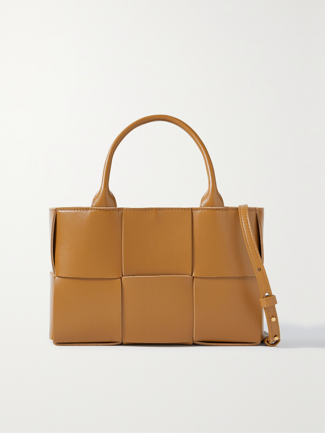 Bottega Veneta Arco Mini Intrecciato Leather Tote In Gold