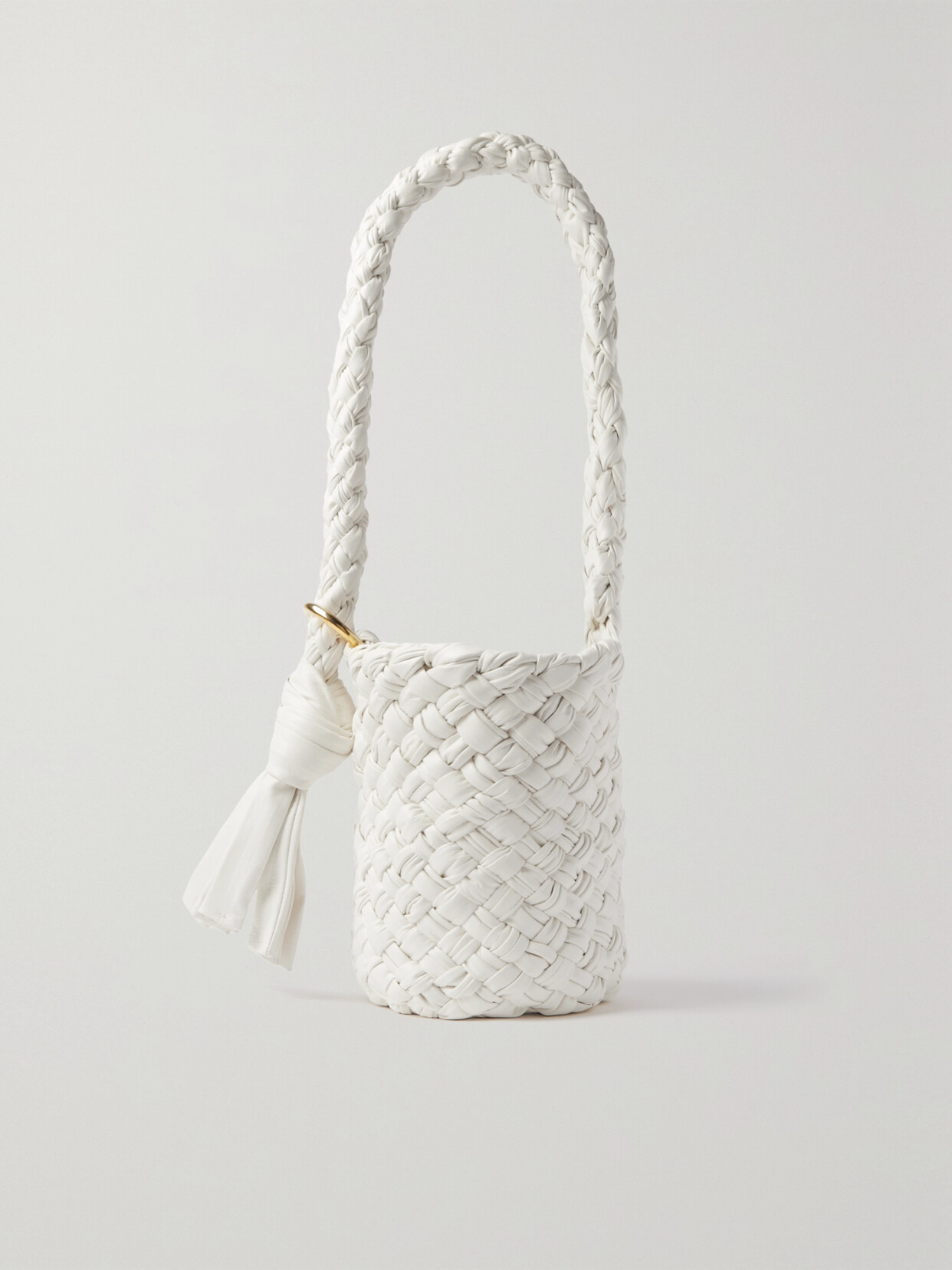 Shop Bottega Veneta Kalimero Intrecciato Leather Bucket Bag In White